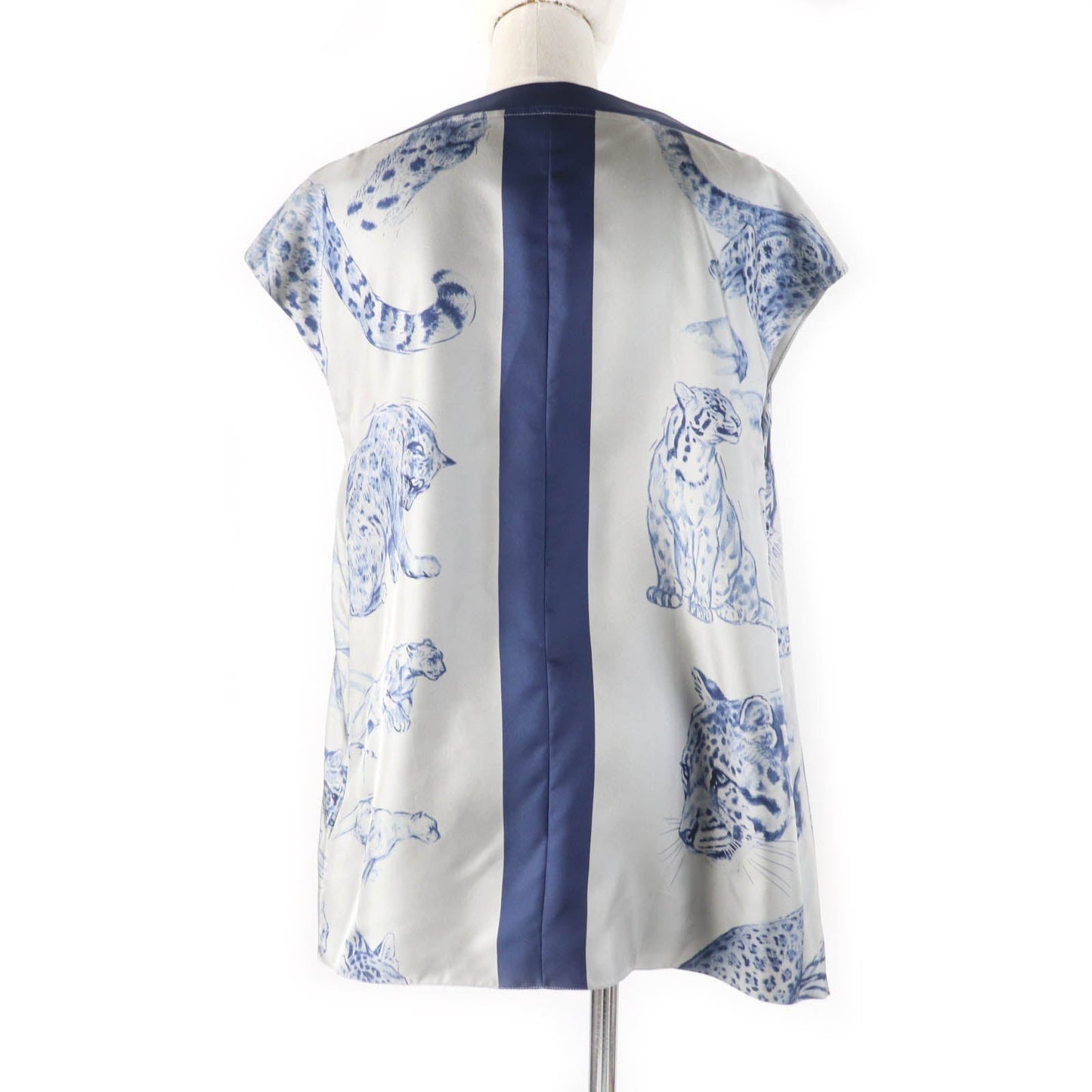 HERMES tops Main: 100% silk Gray navy Women 36 Used