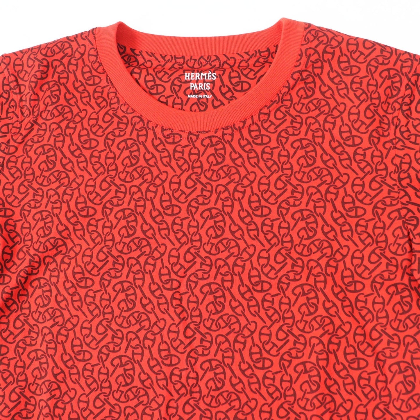 HERMES Short sleeve T-shirt 4E4620DB Main: 100% cotton, part: 98% cotton, part: 2% polyurethane Red brown Women 34 Used