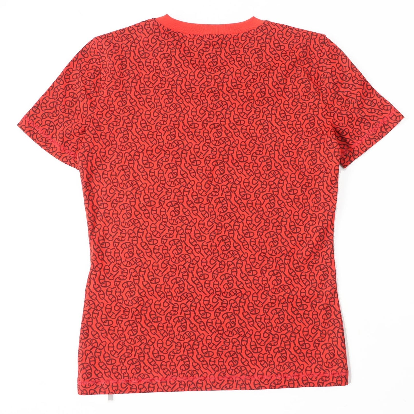 HERMES Short sleeve T-shirt 4E4620DB Main: 100% cotton, part: 98% cotton, part: 2% polyurethane Red brown Women 34 Used