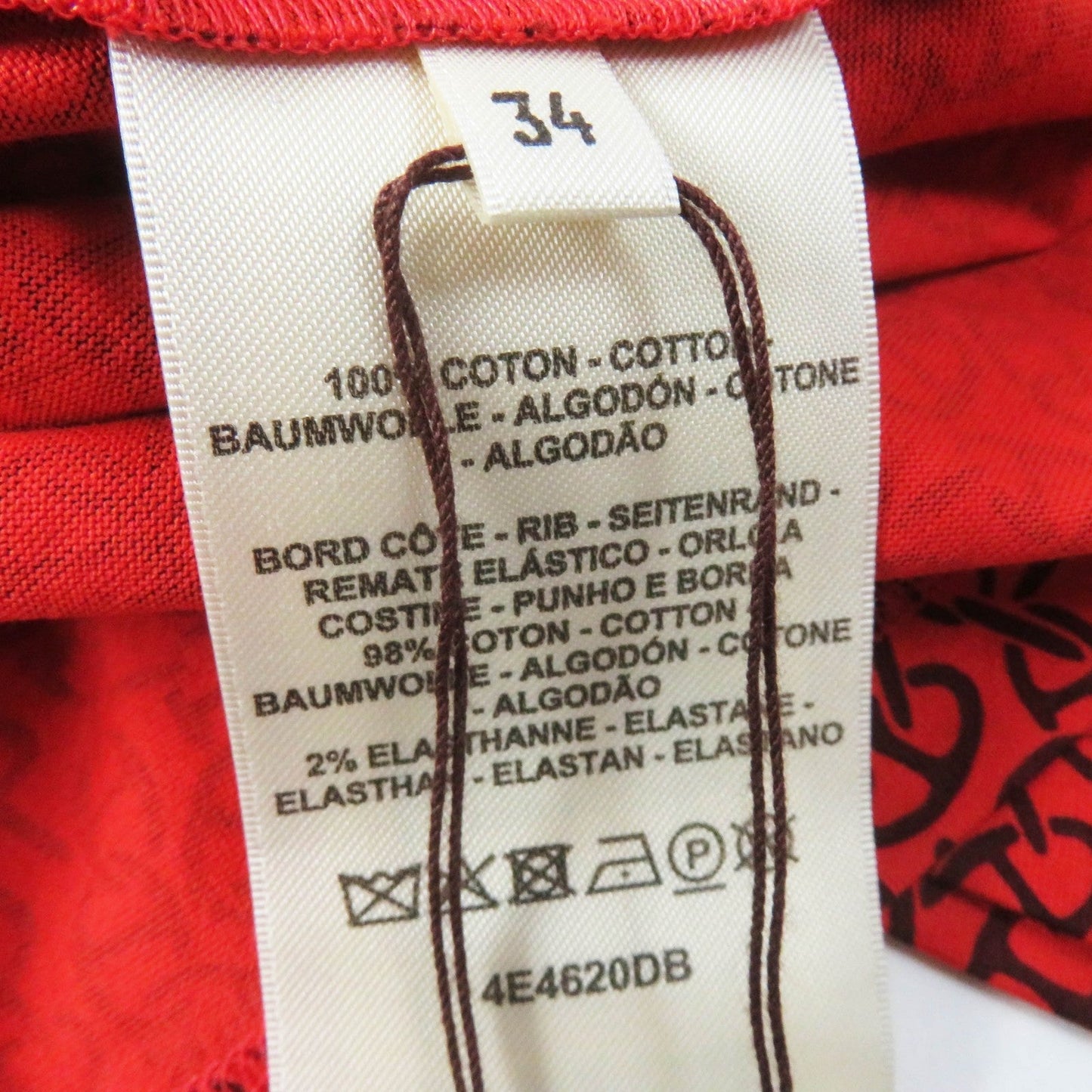 HERMES Short sleeve T-shirt 4E4620DB Main: 100% cotton, part: 98% cotton, part: 2% polyurethane Red brown Women 34 Used