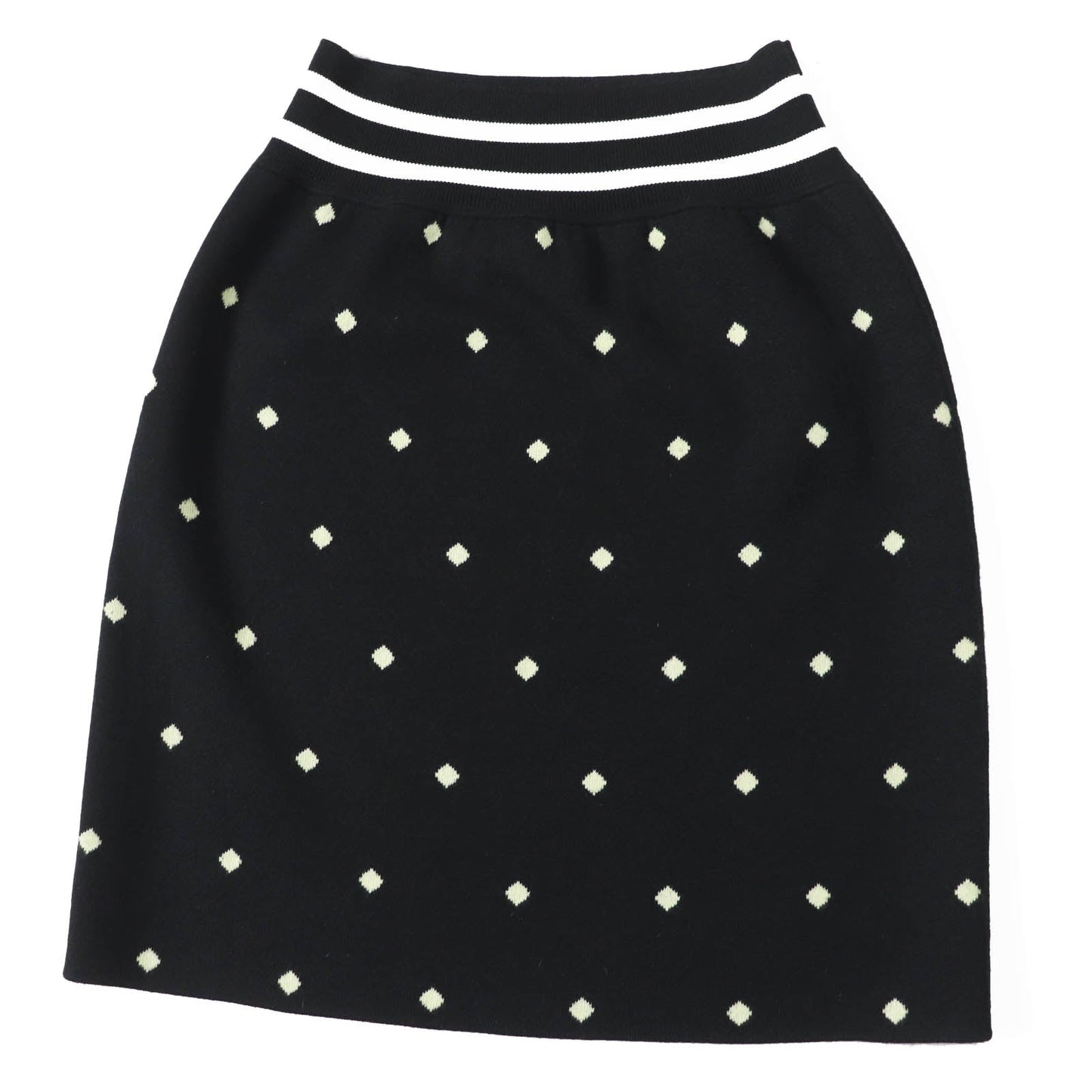 HERMES skirt 2H2302D8 Outer: 45% cashmere, Outer: 45% silk, Outer: 10% polyamide, Part: 48% cashmere, Part: 48% silk Black Light Green White Women 36 Used