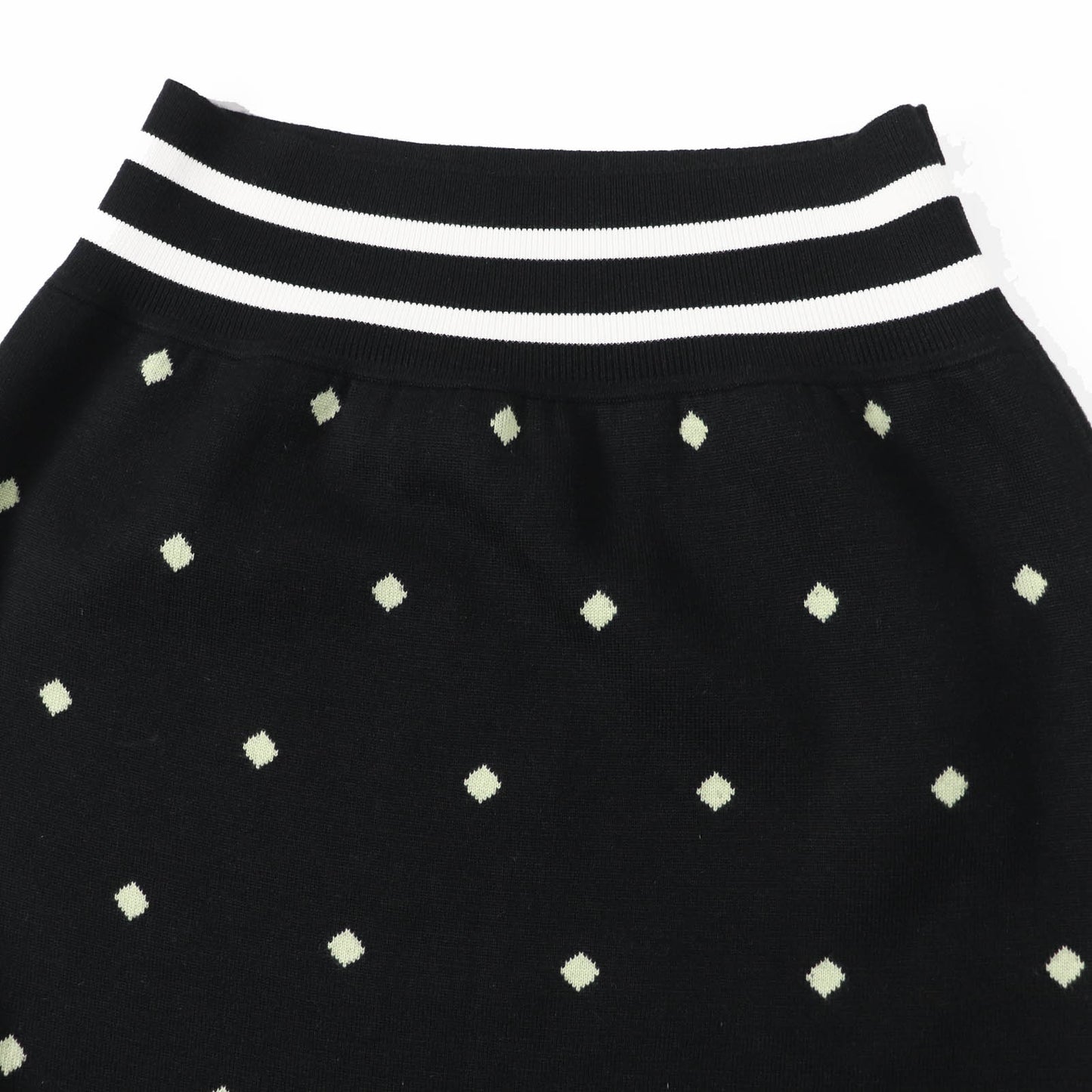HERMES skirt 2H2302D8 Outer: 45% cashmere, Outer: 45% silk, Outer: 10% polyamide, Part: 48% cashmere, Part: 48% silk Black Light Green White Women 36 Used