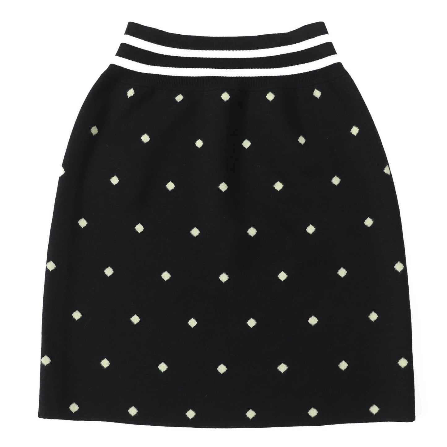 HERMES skirt 2H2302D8 Outer: 45% cashmere, Outer: 45% silk, Outer: 10% polyamide, Part: 48% cashmere, Part: 48% silk Black Light Green White Women 36 Used