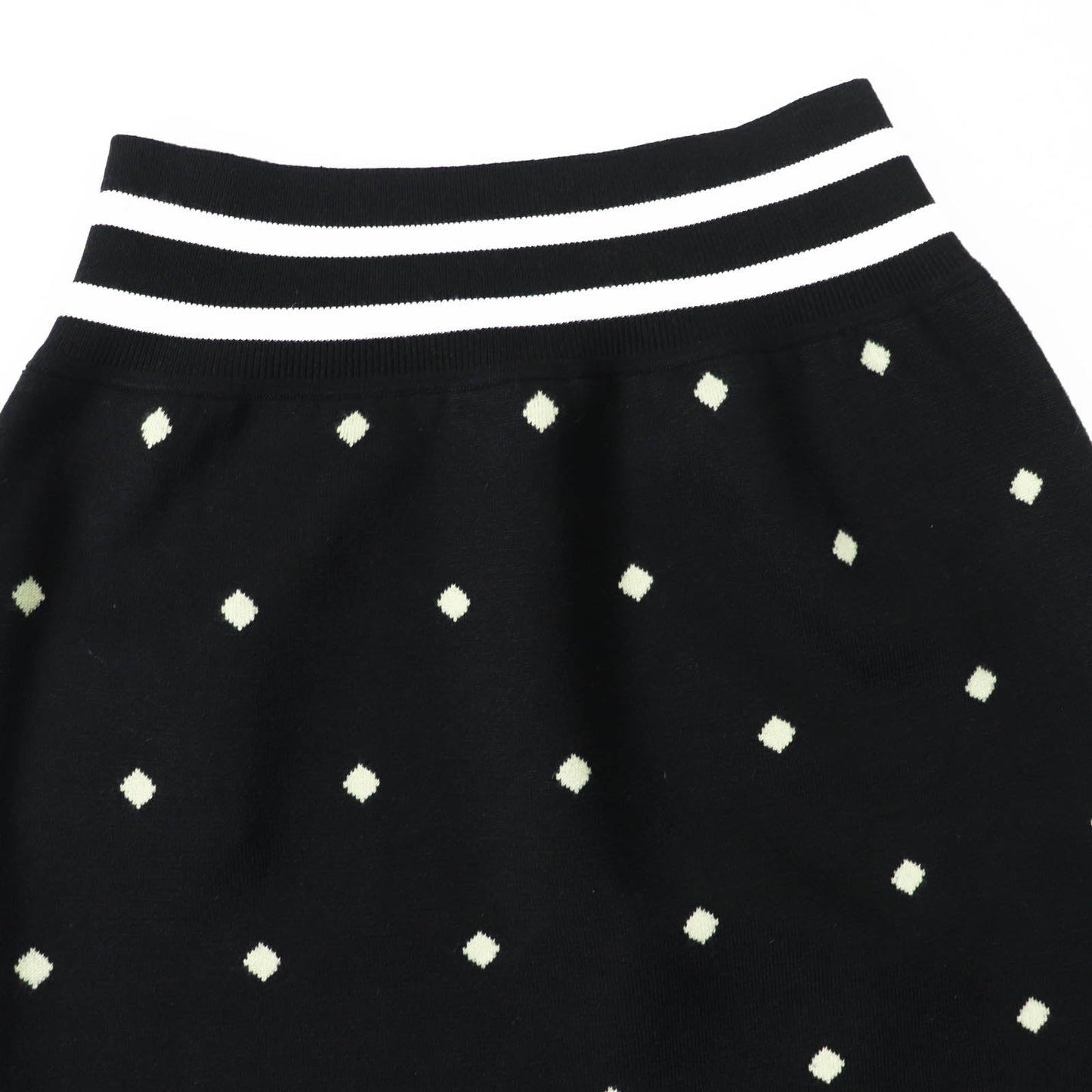HERMES skirt 2H2302D8 Outer: 45% cashmere, Outer: 45% silk, Outer: 10% polyamide, Part: 48% cashmere, Part: 48% silk Black Light Green White Women 36 Used
