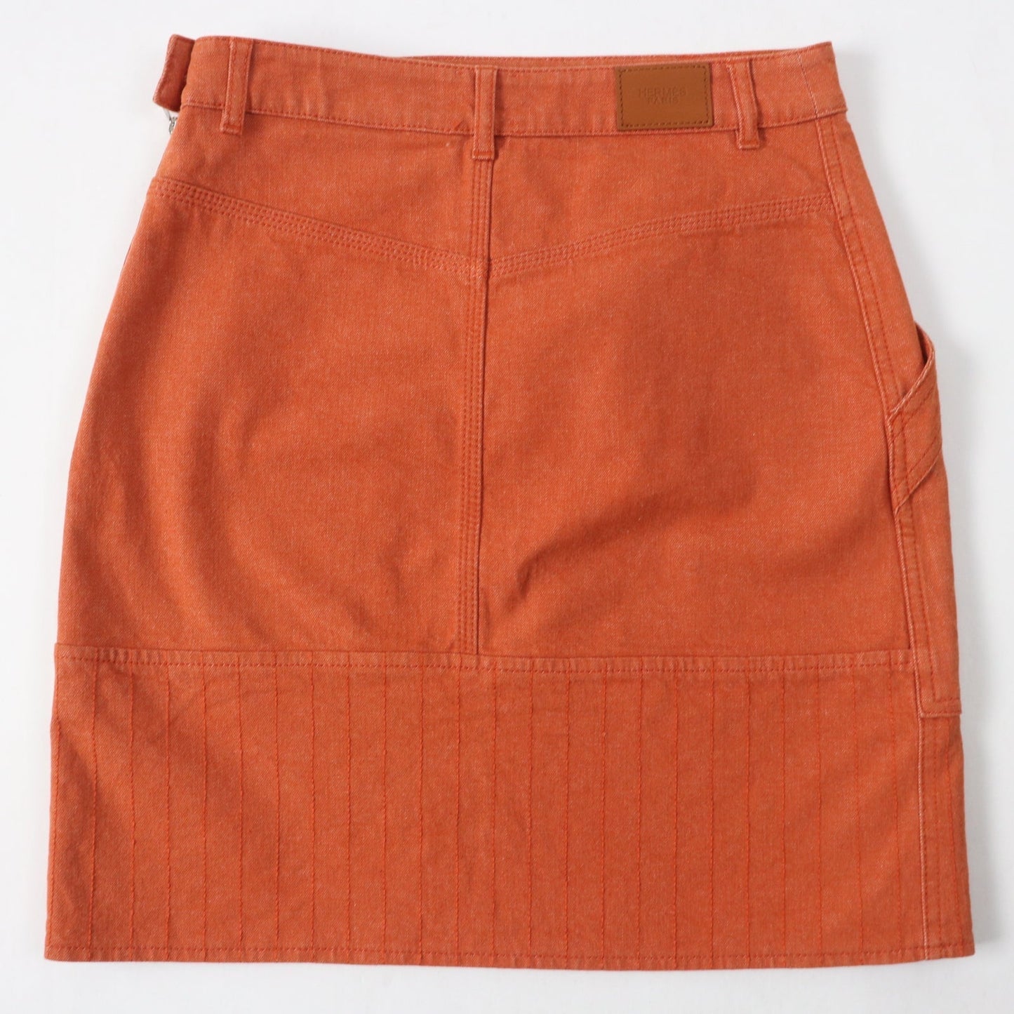 HERMES skirt 2E0350DQ Outer: 98% cotton, Outer: 2% polyurethane, Lining: 64% cotton, Lining: 33% rayon, Lining: 3% polyurethane Orange Crude cell Women 34 Used