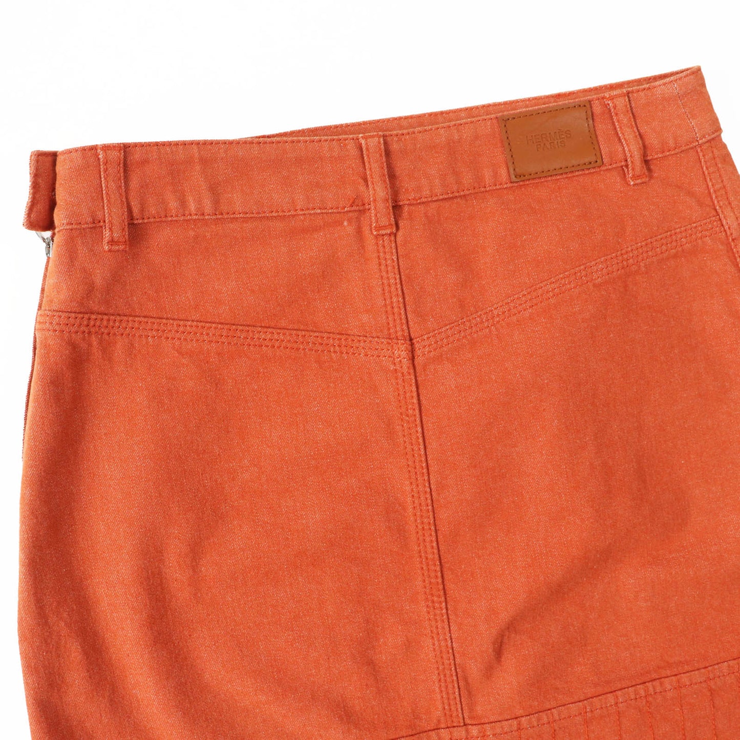 HERMES skirt 2E0350DQ Outer: 98% cotton, Outer: 2% polyurethane, Lining: 64% cotton, Lining: 33% rayon, Lining: 3% polyurethane Orange Crude cell Women 34 Used