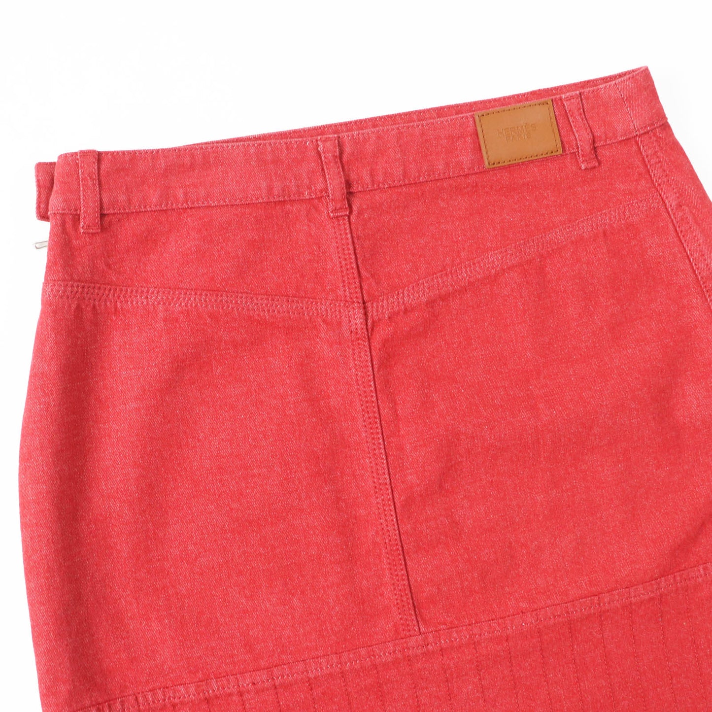 HERMES skirt 2E0350DQ Outer: 98% cotton, Outer: 2% polyurethane, Lining: 64% cotton, Lining: 33% rayon, Lining: 3% polyurethane Red Crude cell Women 38 Used