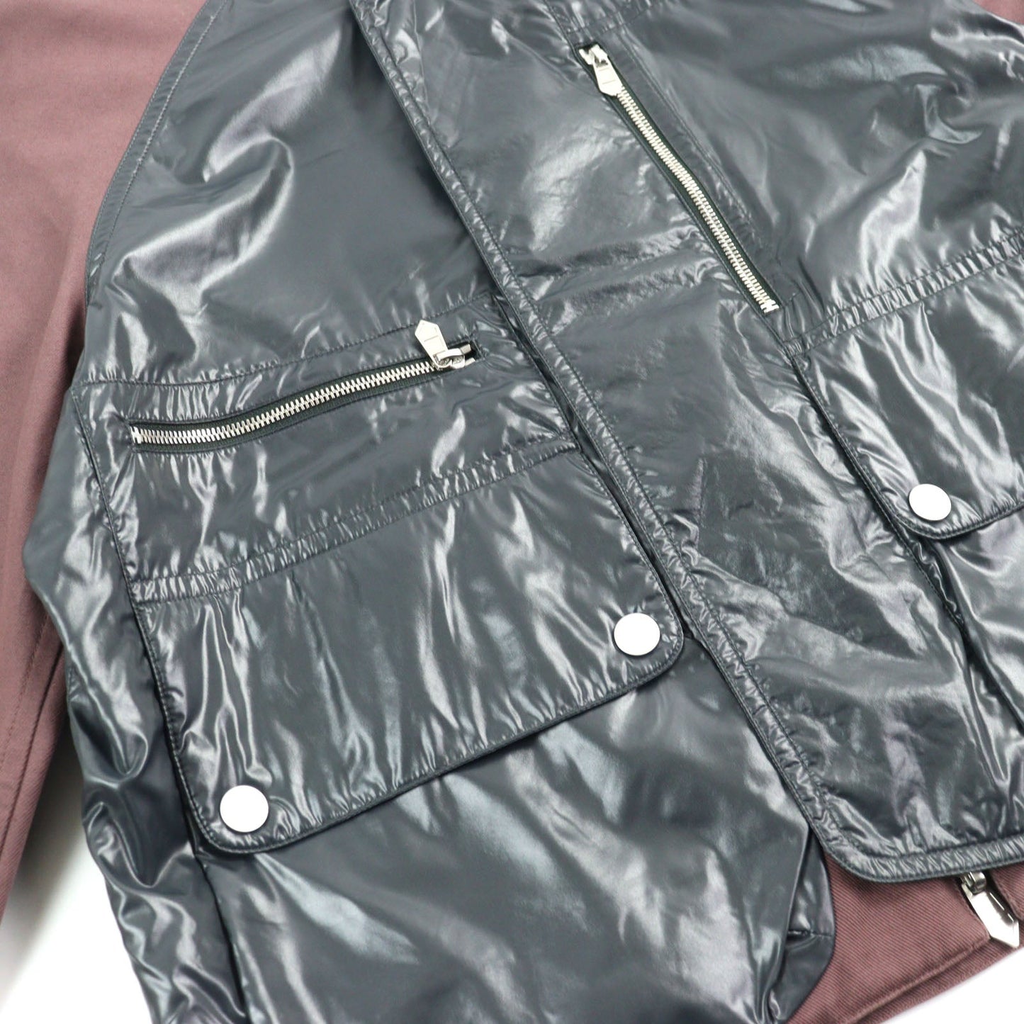 HERMES Jacket 21-5514 Main: 100% cotton, part: 100% nylon, part: 81% cotton, part: 16% nylon, part: 3% polyurethane Purple Khaki Gray mens 54 Used