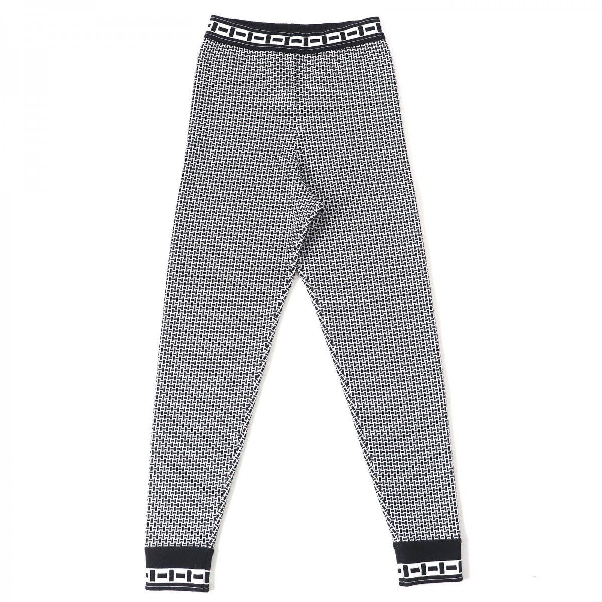 HERMES Pants 2H2405DD wool Black White 38