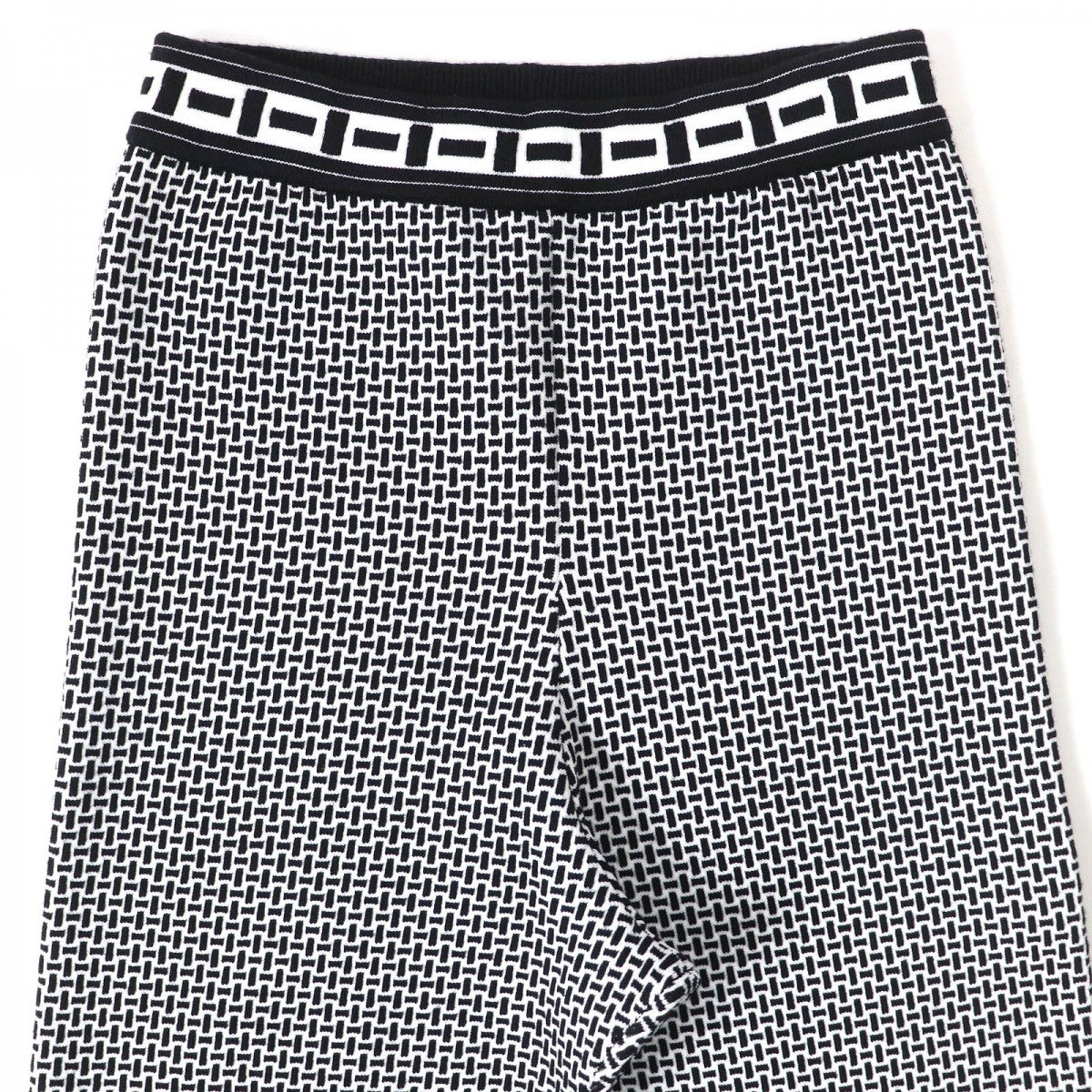 HERMES Pants 2H2405DD wool Black White 38