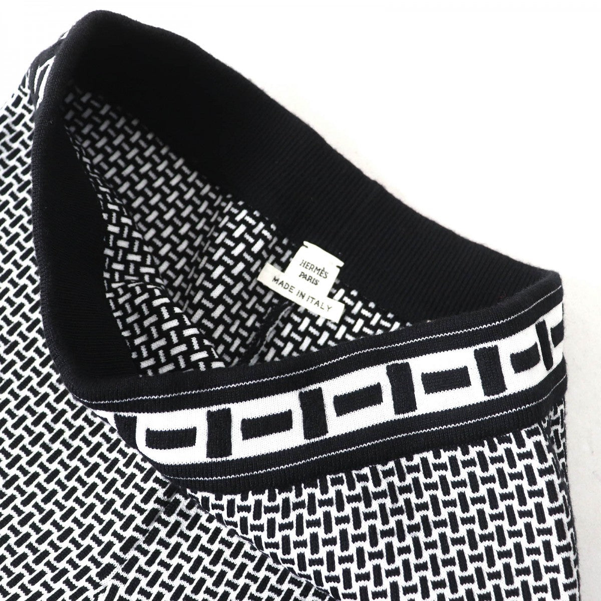 HERMES Pants 2H2405DD wool Black White 38