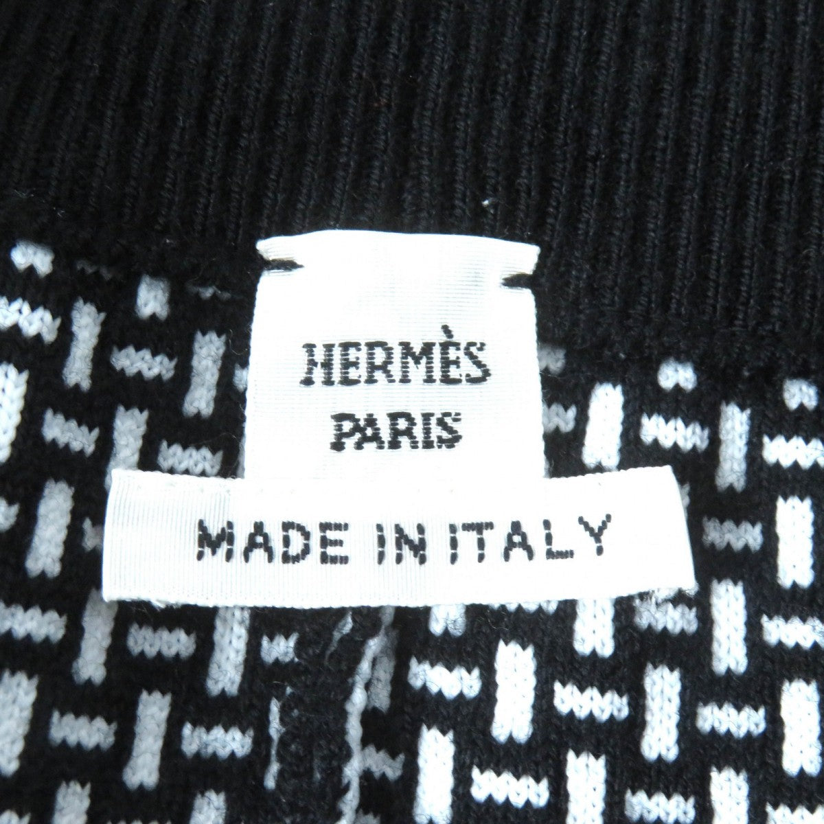 HERMES Pants 2H2405DD wool Black White 38