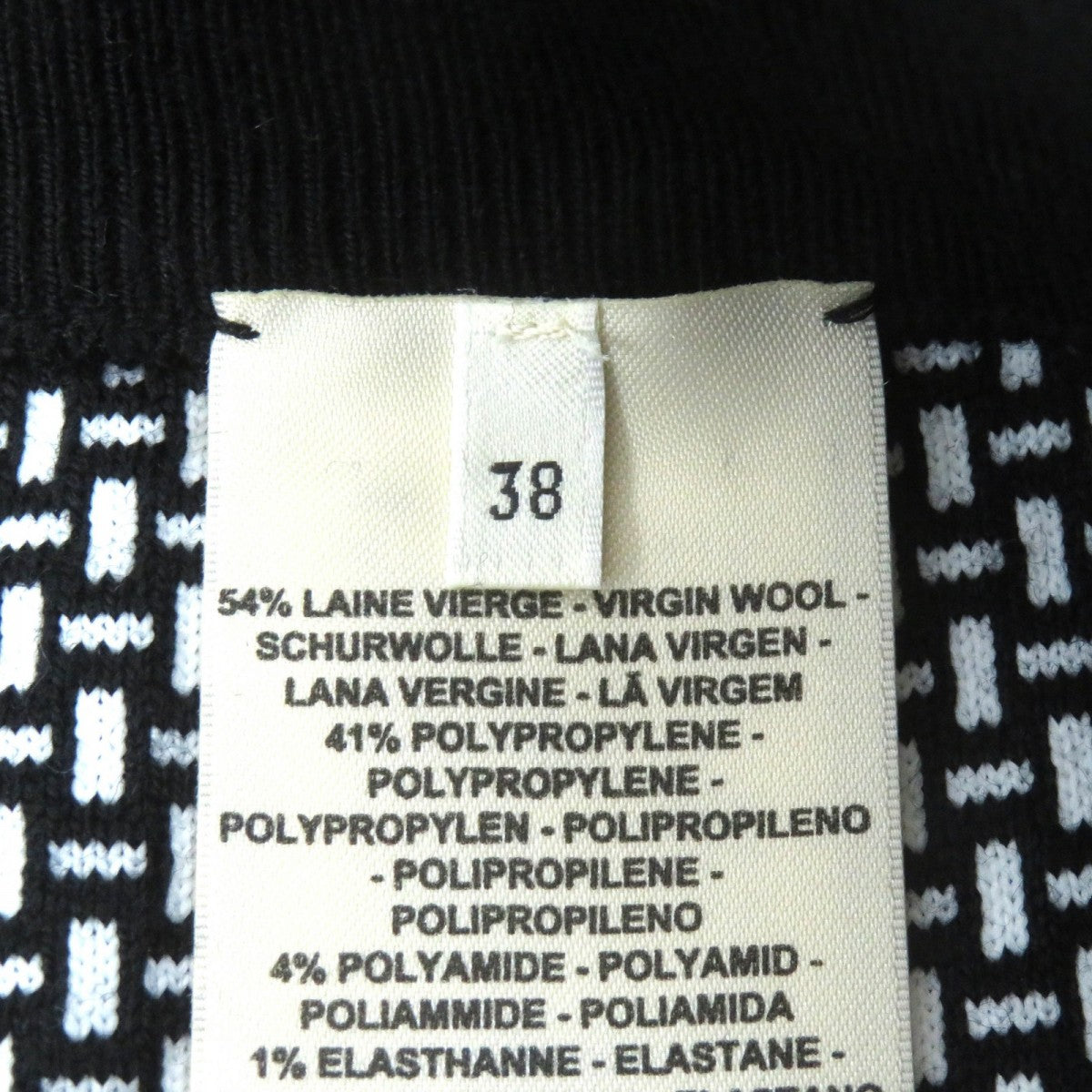 HERMES Pants 2H2405DD wool Black White 38