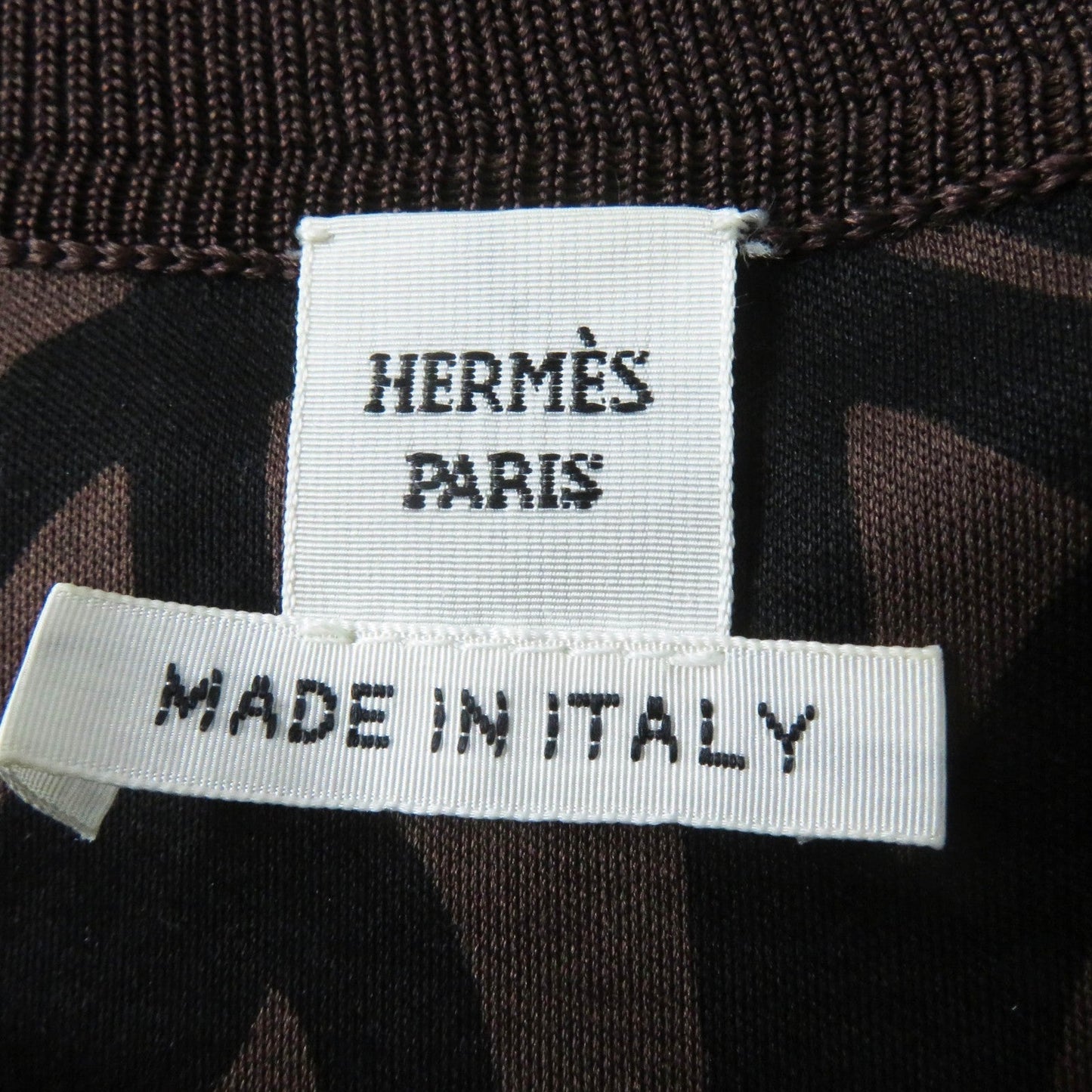 HERMES tops 2E0601DX Main: 100% silk, part: 77% silk, part: 17% nylon, part: 6% polyurethane Brown black Women 36 Used