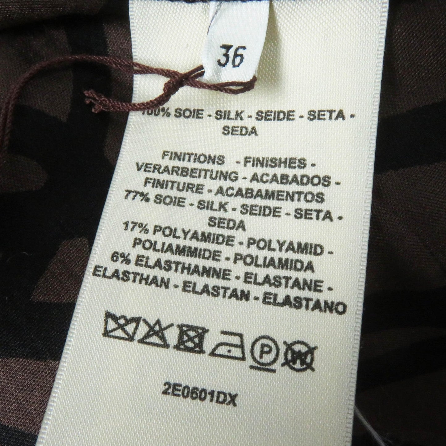 HERMES tops 2E0601DX Main: 100% silk, part: 77% silk, part: 17% nylon, part: 6% polyurethane Brown black Women 36 Used