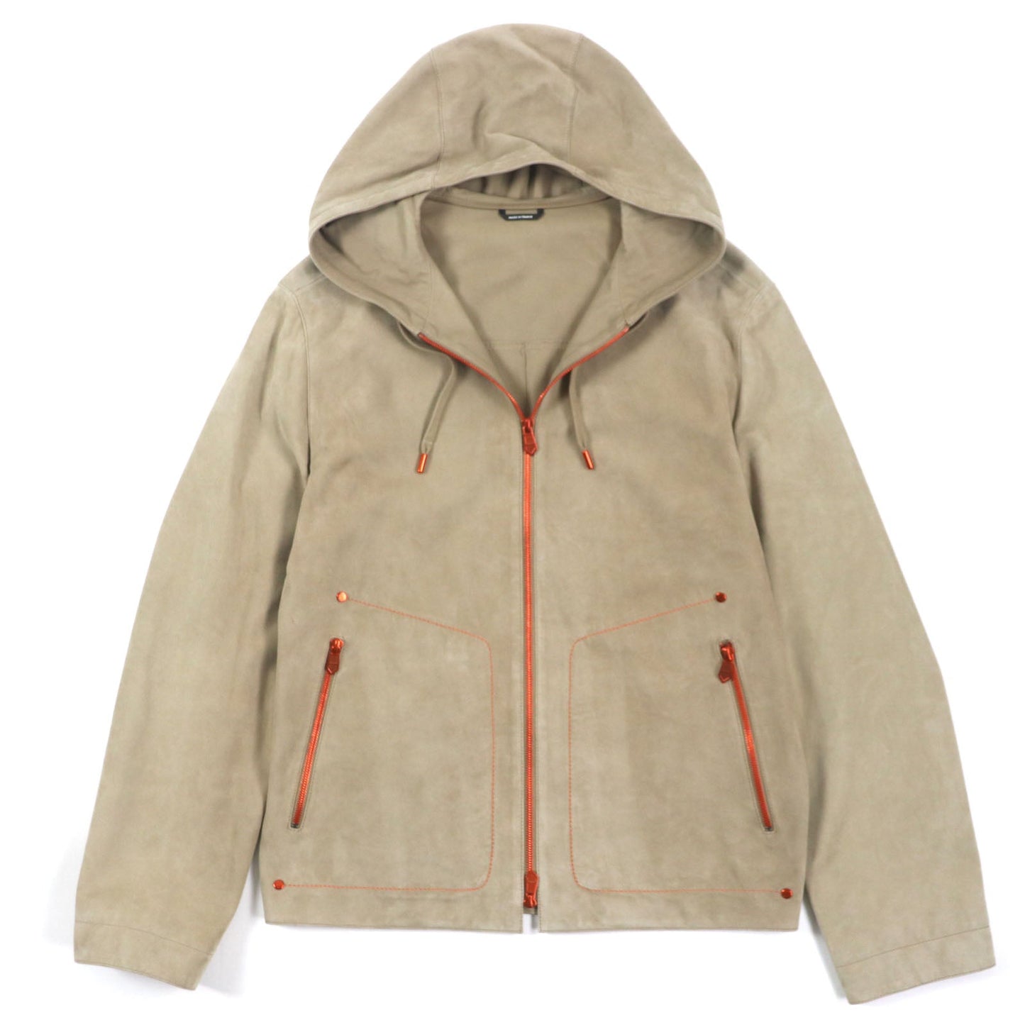 HERMES Jacket Main: Reindeer leather, Sleeve lining: 100% Cupra, Part: 100% Cotton Beige orange mens 44 Used
