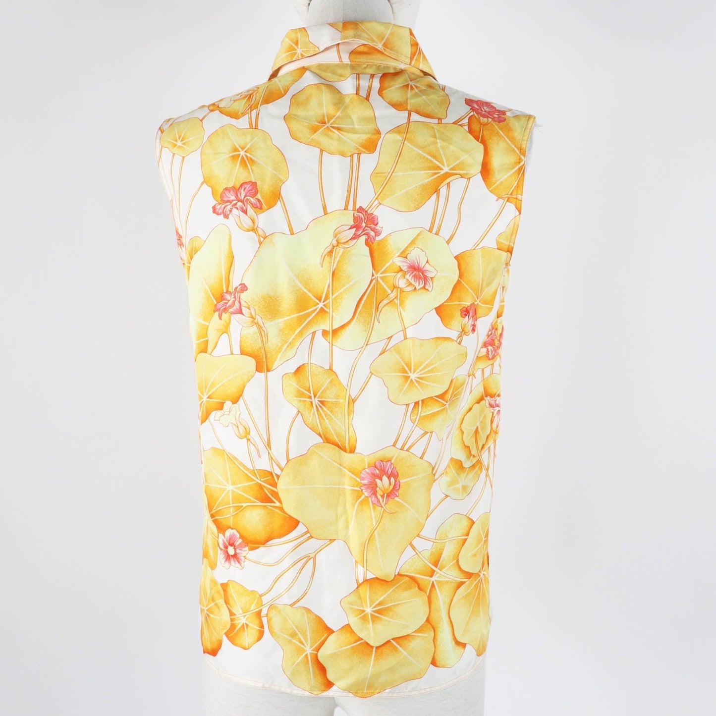 HERMES tops Main: 100% silk Orange Yellow type Margiela period Les Capucines Women 34 Used