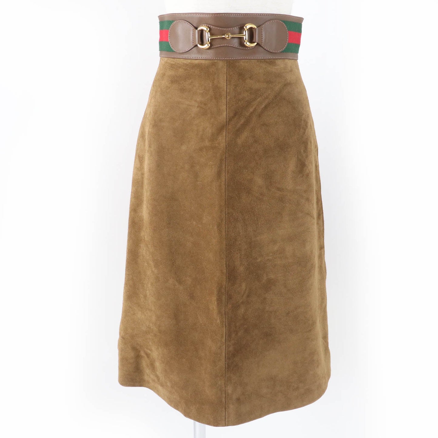 GUCCI flare skirt 626888 Main: Cowhide, Lining: Rayon 68%, Lining: Silk 32%, Part: Acrylic 46%, Part: Wool 46% Brown Women 36 Used