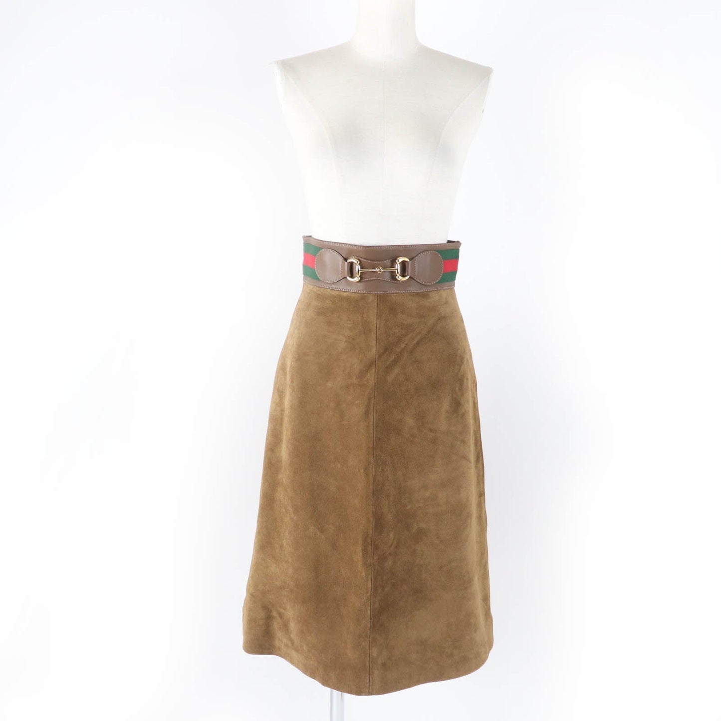 GUCCI flare skirt 626888 Main: Cowhide, Lining: Rayon 68%, Lining: Silk 32%, Part: Acrylic 46%, Part: Wool 46% Brown Women 36 Used