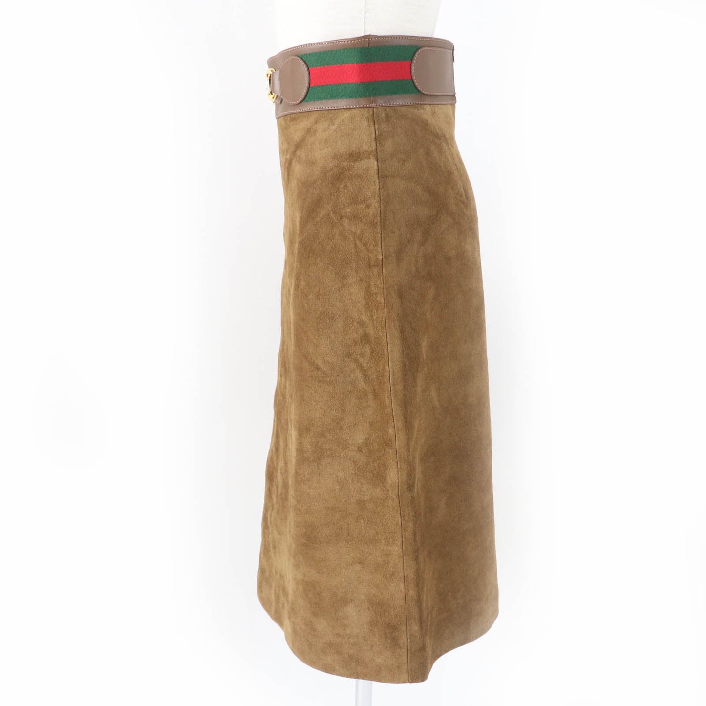 GUCCI flare skirt 626888 Main: Cowhide, Lining: Rayon 68%, Lining: Silk 32%, Part: Acrylic 46%, Part: Wool 46% Brown Women 36 Used