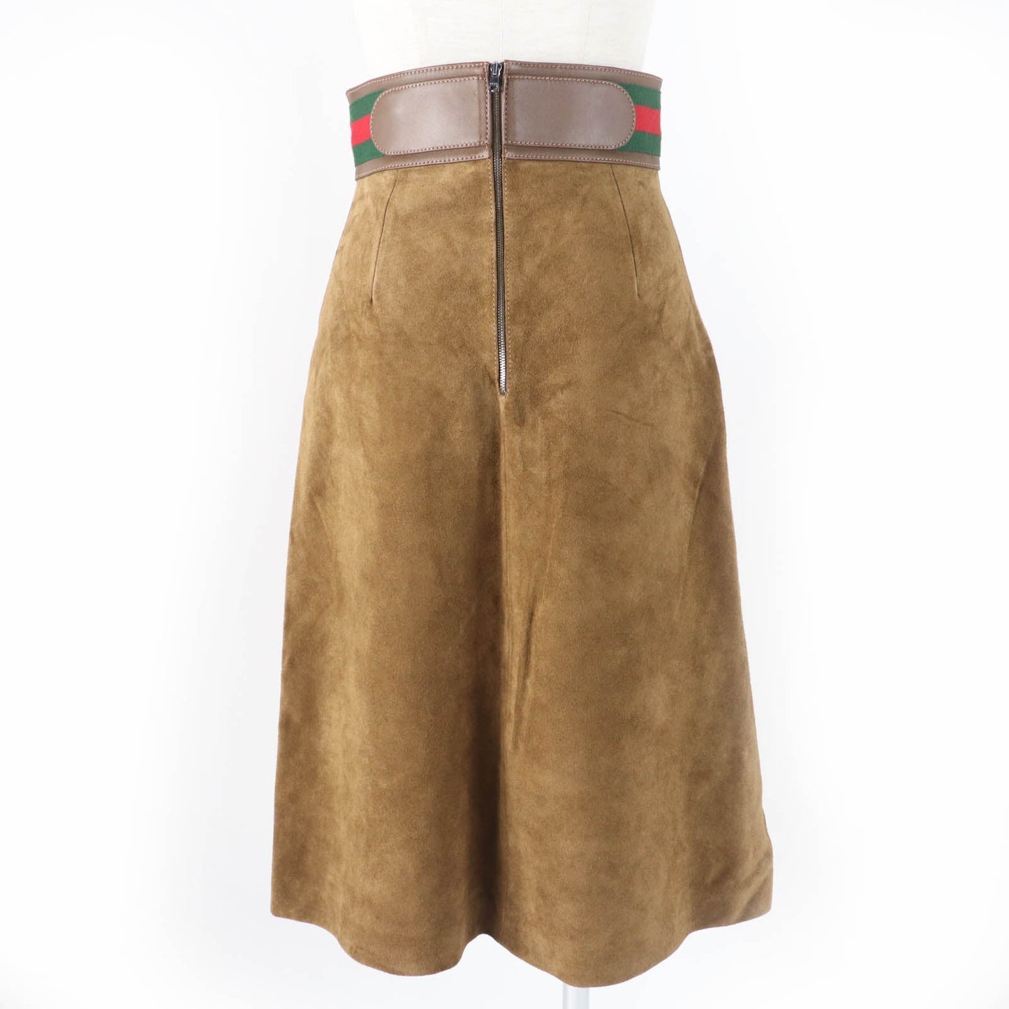 GUCCI flare skirt 626888 Main: Cowhide, Lining: Rayon 68%, Lining: Silk 32%, Part: Acrylic 46%, Part: Wool 46% Brown Women 36 Used
