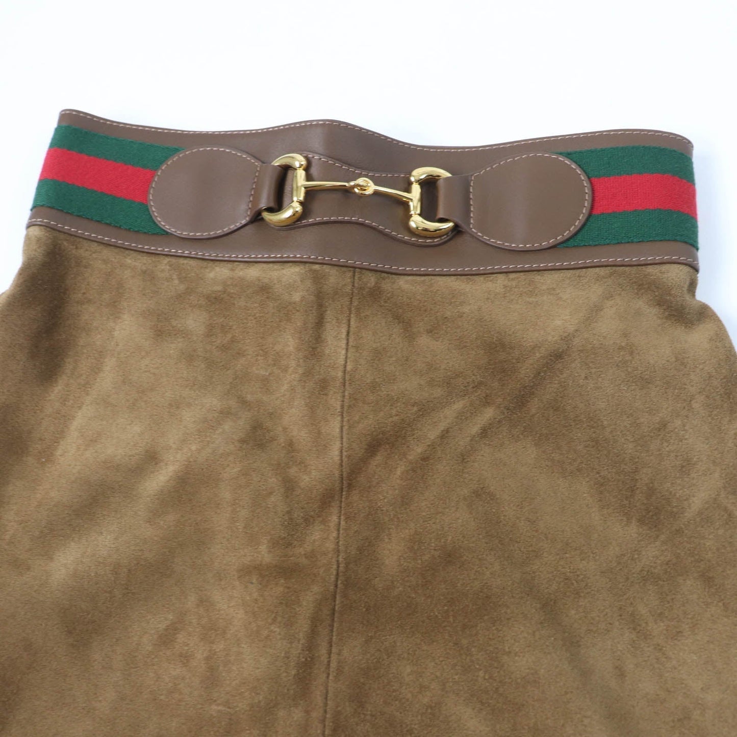 GUCCI flare skirt 626888 Main: Cowhide, Lining: Rayon 68%, Lining: Silk 32%, Part: Acrylic 46%, Part: Wool 46% Brown Women 36 Used