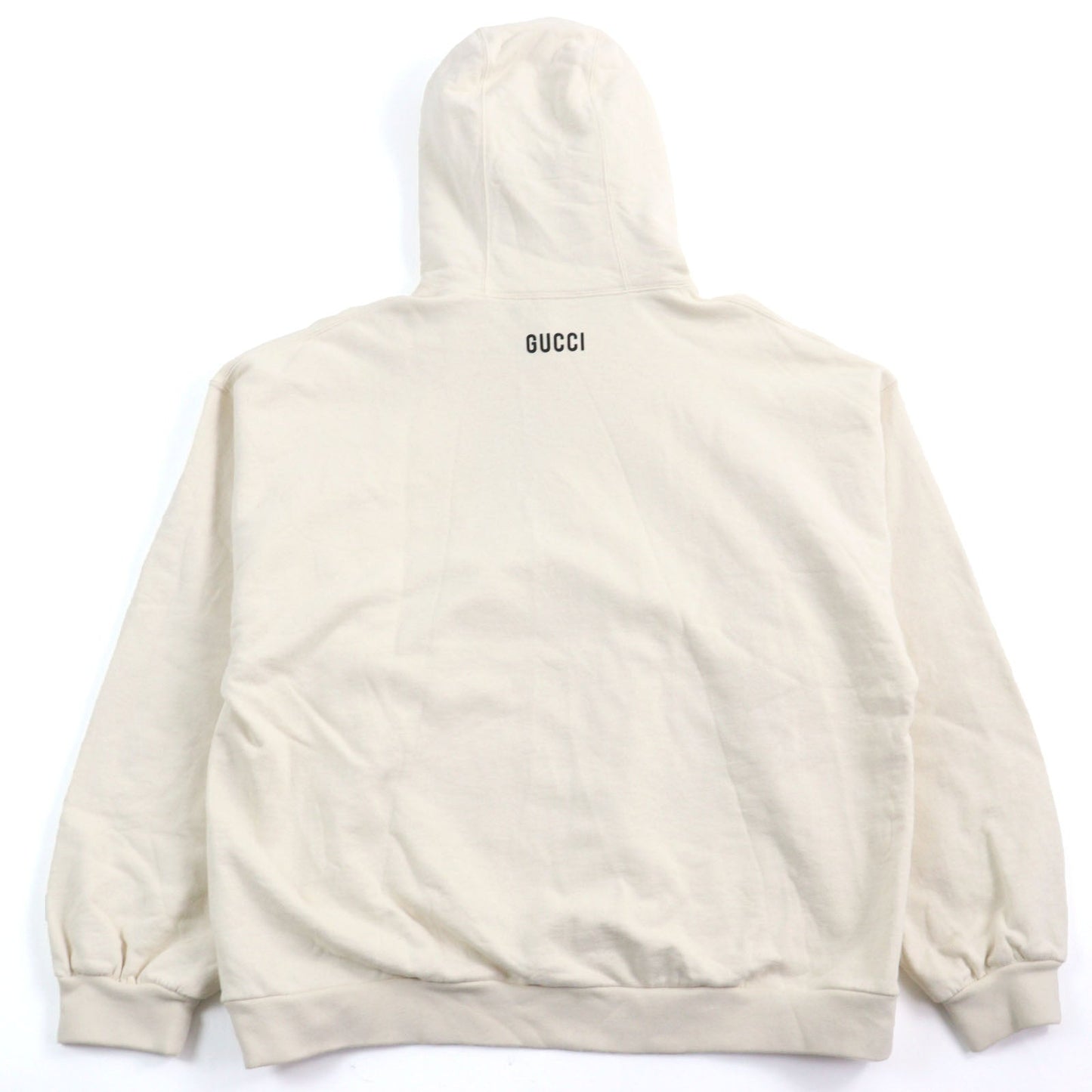 GUCCI Hoodie 721427 Main: 100% cotton, part: 97% cotton, part: 3% polyurethane Ivorytype Fuori Printed Hoodie mens L Used