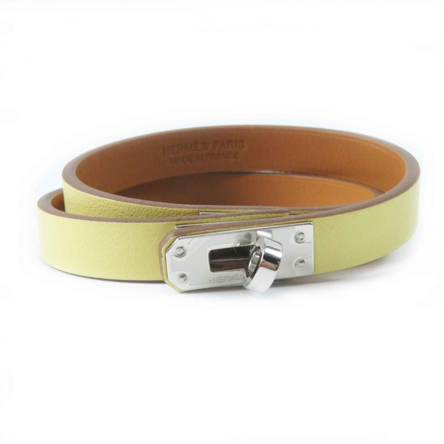 HERMES bracelet Main: Leather yellow Mini Kelly Double Tour Women Used