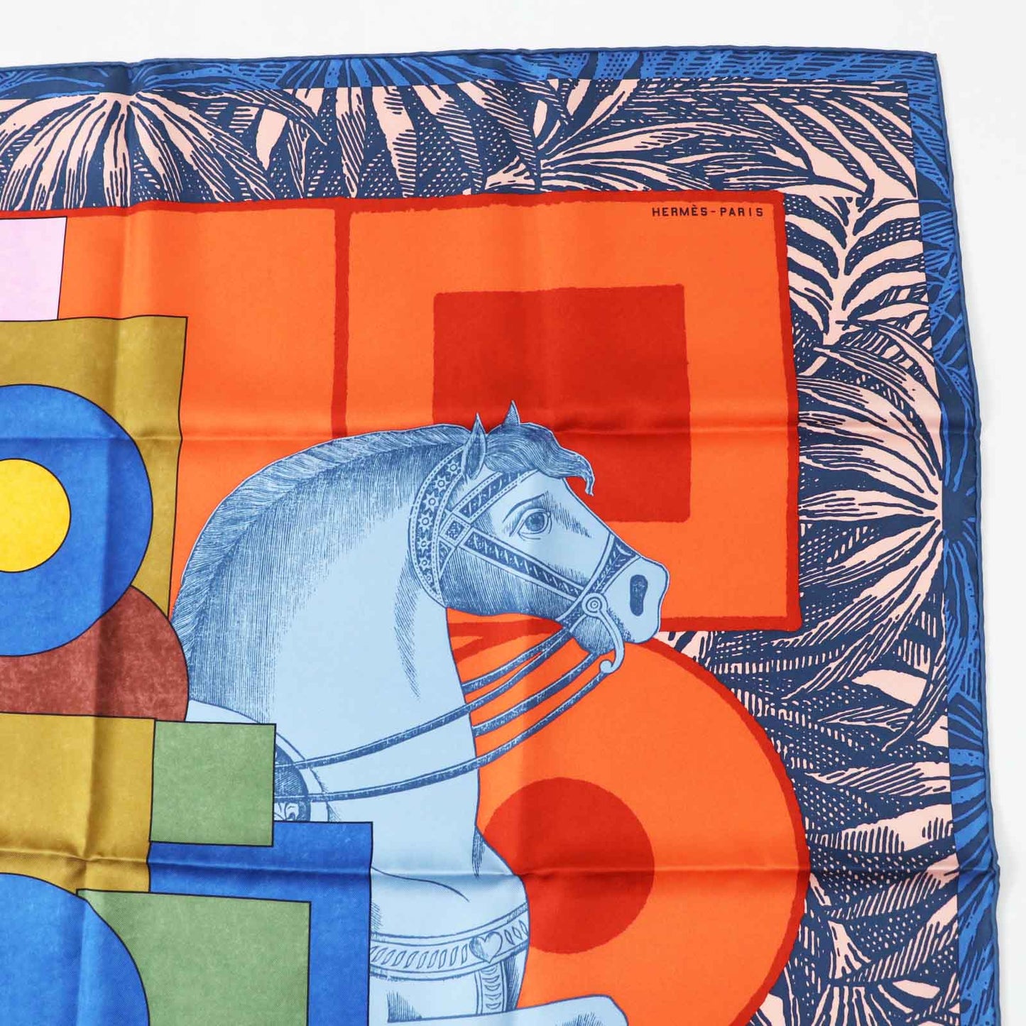 HERMES scarf Main: 100% silk Orange/blue/pink Carre90 Cavalier en Formes Women Used
