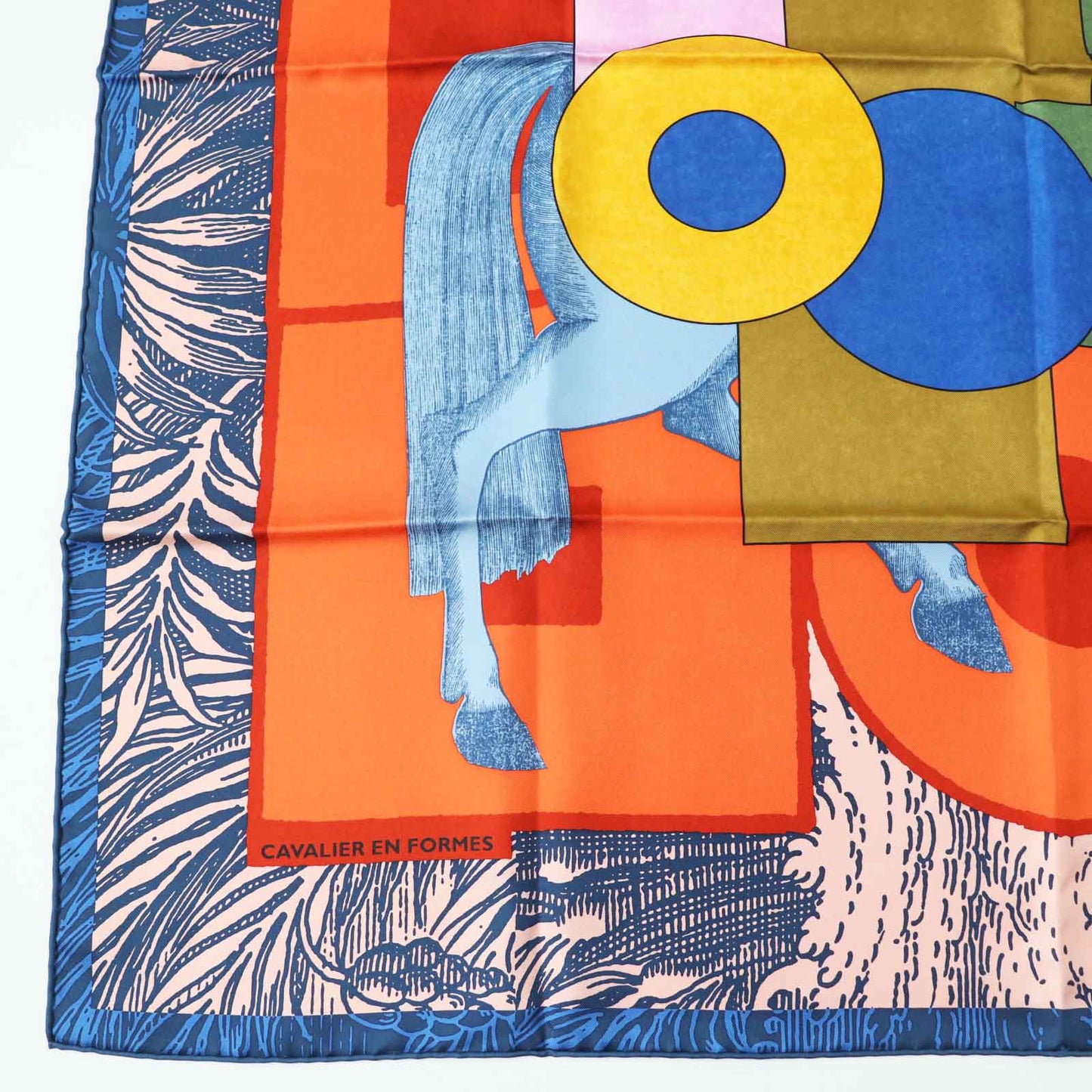 HERMES scarf Main: 100% silk Orange/blue/pink Carre90 Cavalier en Formes Women Used