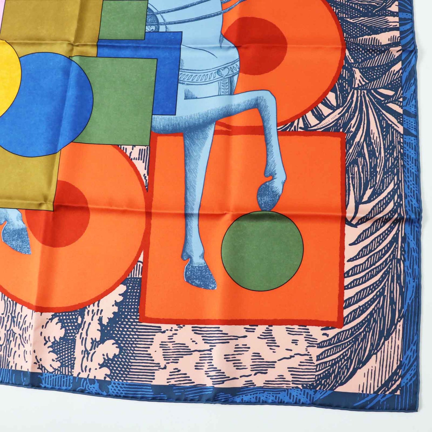 HERMES scarf Main: 100% silk Orange/blue/pink Carre90 Cavalier en Formes Women Used