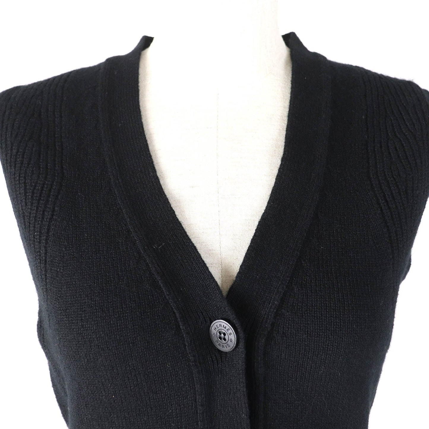 HERMES Best 4E2721D1 Main: 100% cashmere black Women 36 Used