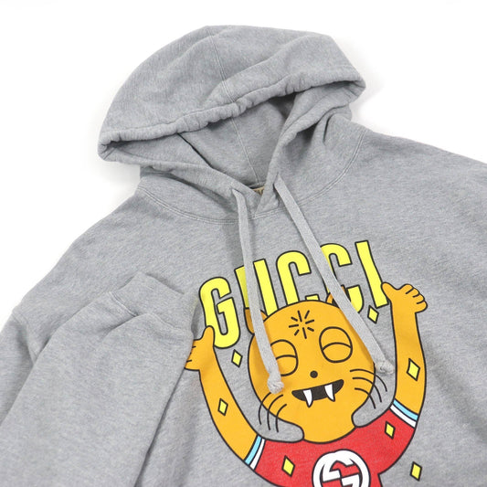 GUCCI Hoodie 700120 Main: 100% cotton, part: 97% cotton, part: 3% polyurethane gray mens L Used