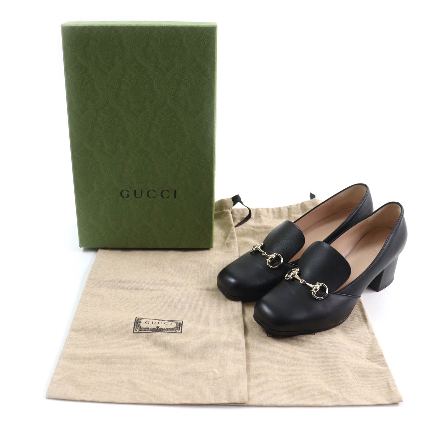 GUCCI pumps 466701 leather black 38 1/2