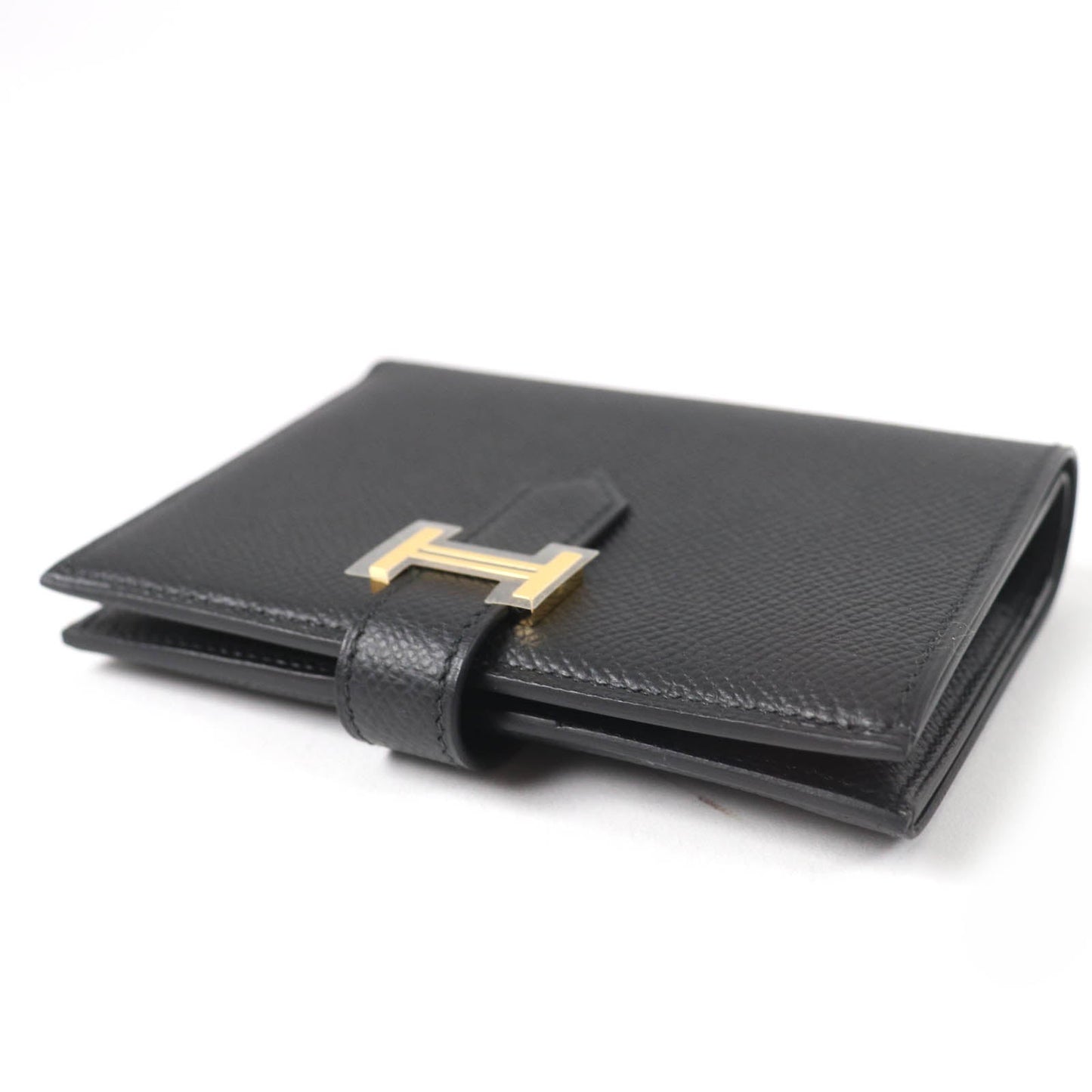 HERMES Bifold Wallet Epsom black Bean compact