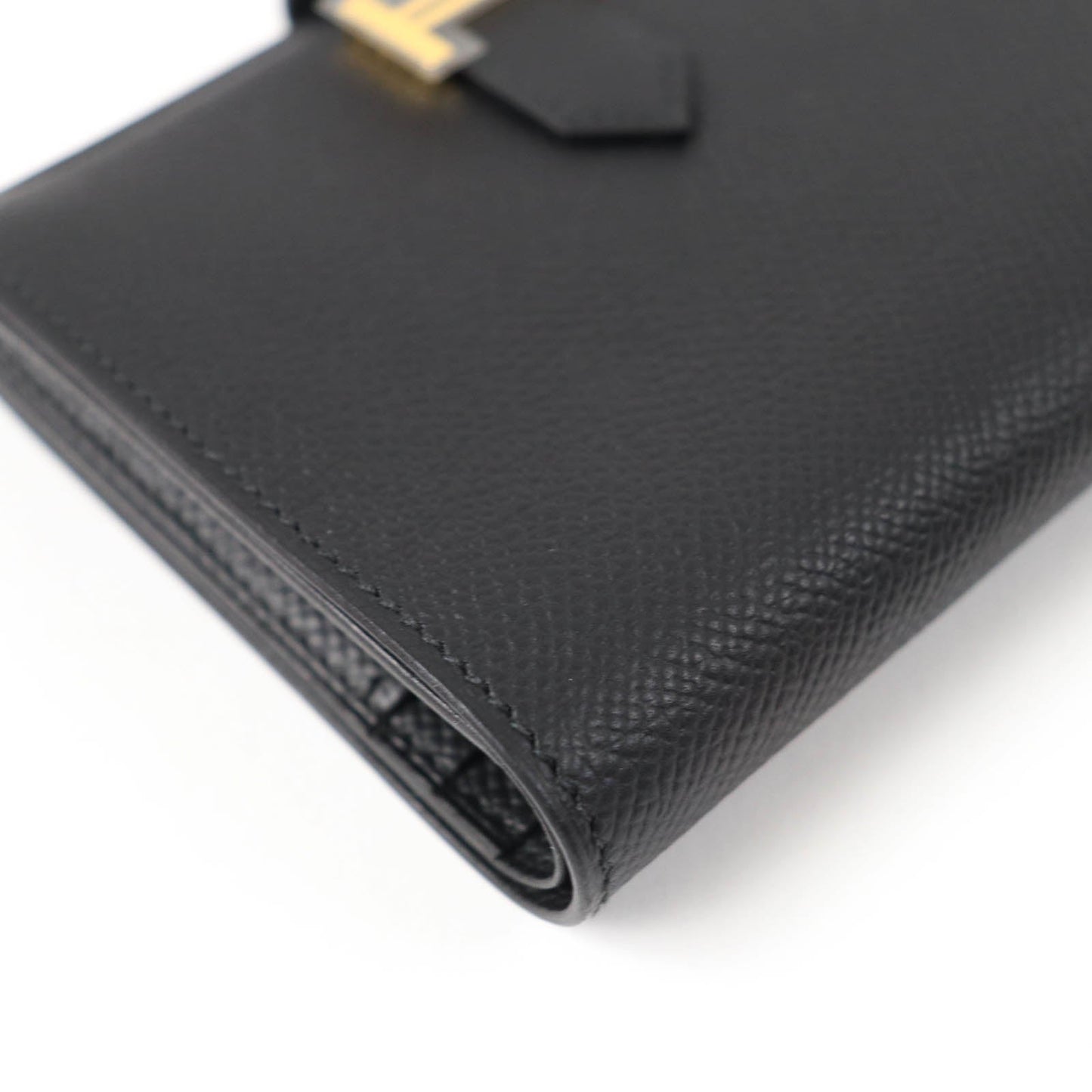 HERMES Bifold Wallet Epsom black Bean compact