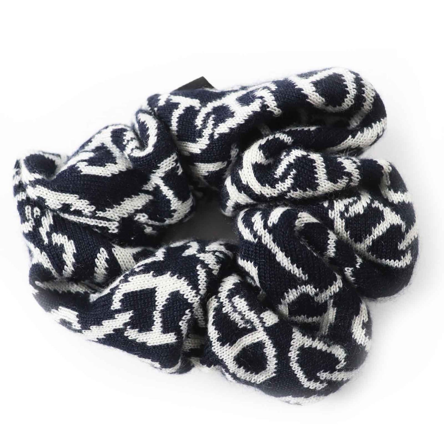 HERMES hair accessory Main: Cashmere, Main: Silk Navy white Claudia Women Used
