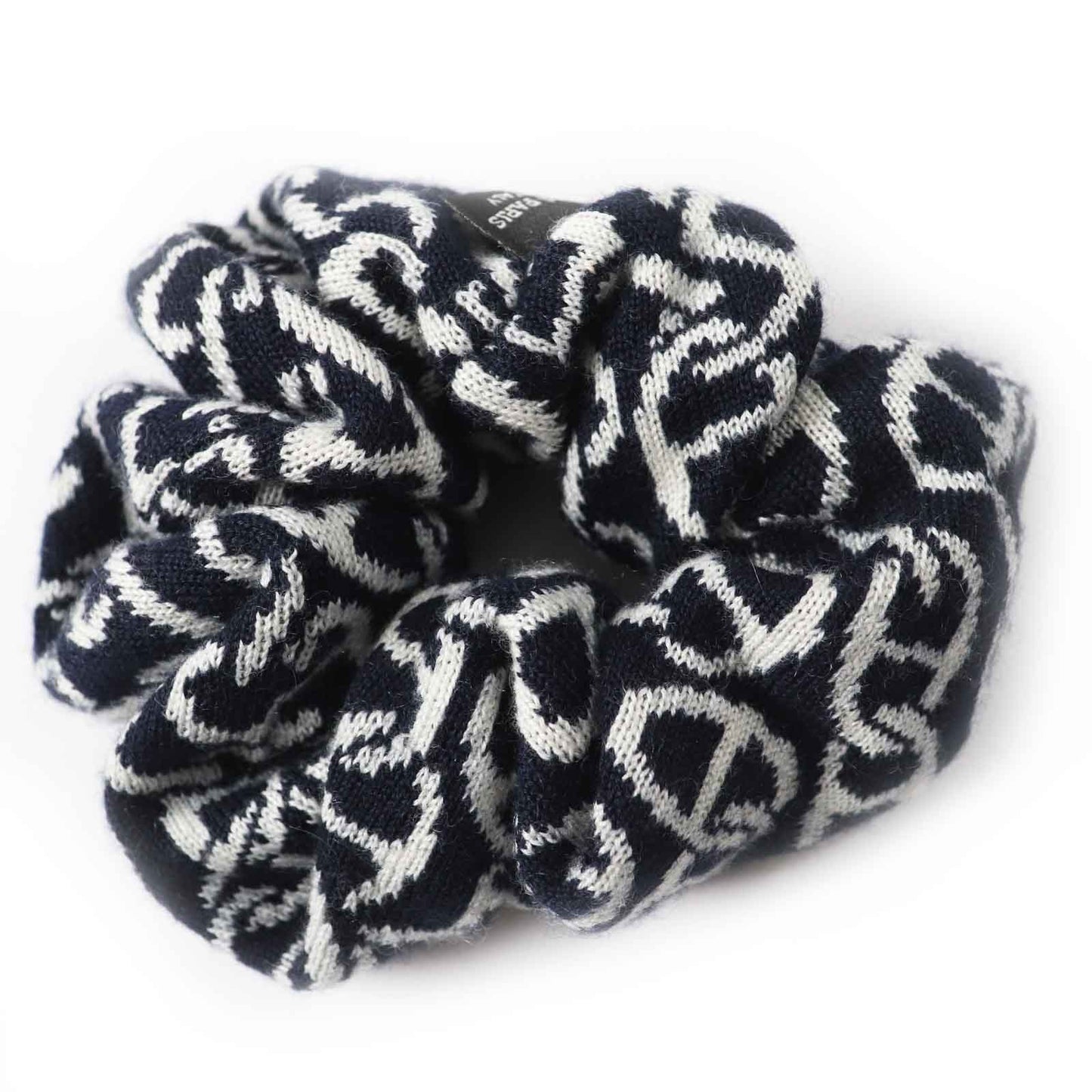 HERMES hair accessory Main: Cashmere, Main: Silk Navy white Claudia Women Used