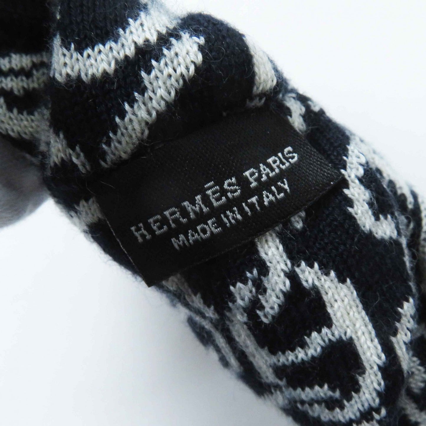 HERMES hair accessory Main: Cashmere, Main: Silk Navy white Claudia Women Used