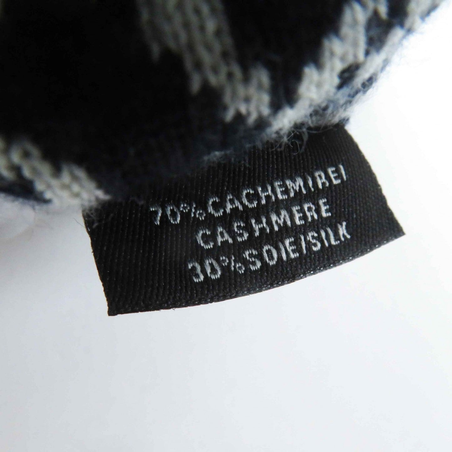 HERMES hair accessory Main: Cashmere, Main: Silk Navy white Claudia Women Used