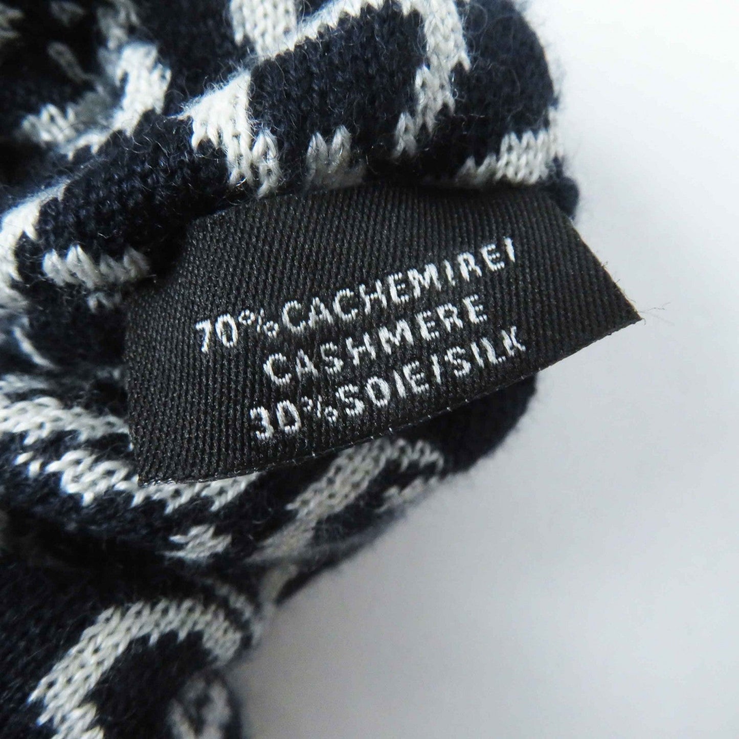 HERMES hair accessory Main: Cashmere, Main: Silk Navy white Claudia Women Used
