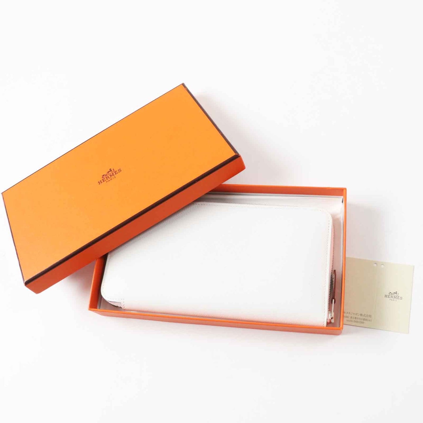HERMES Long Wallet Purse Main: Evercolor, Lining: Silk New White Azap long silk in Women Used