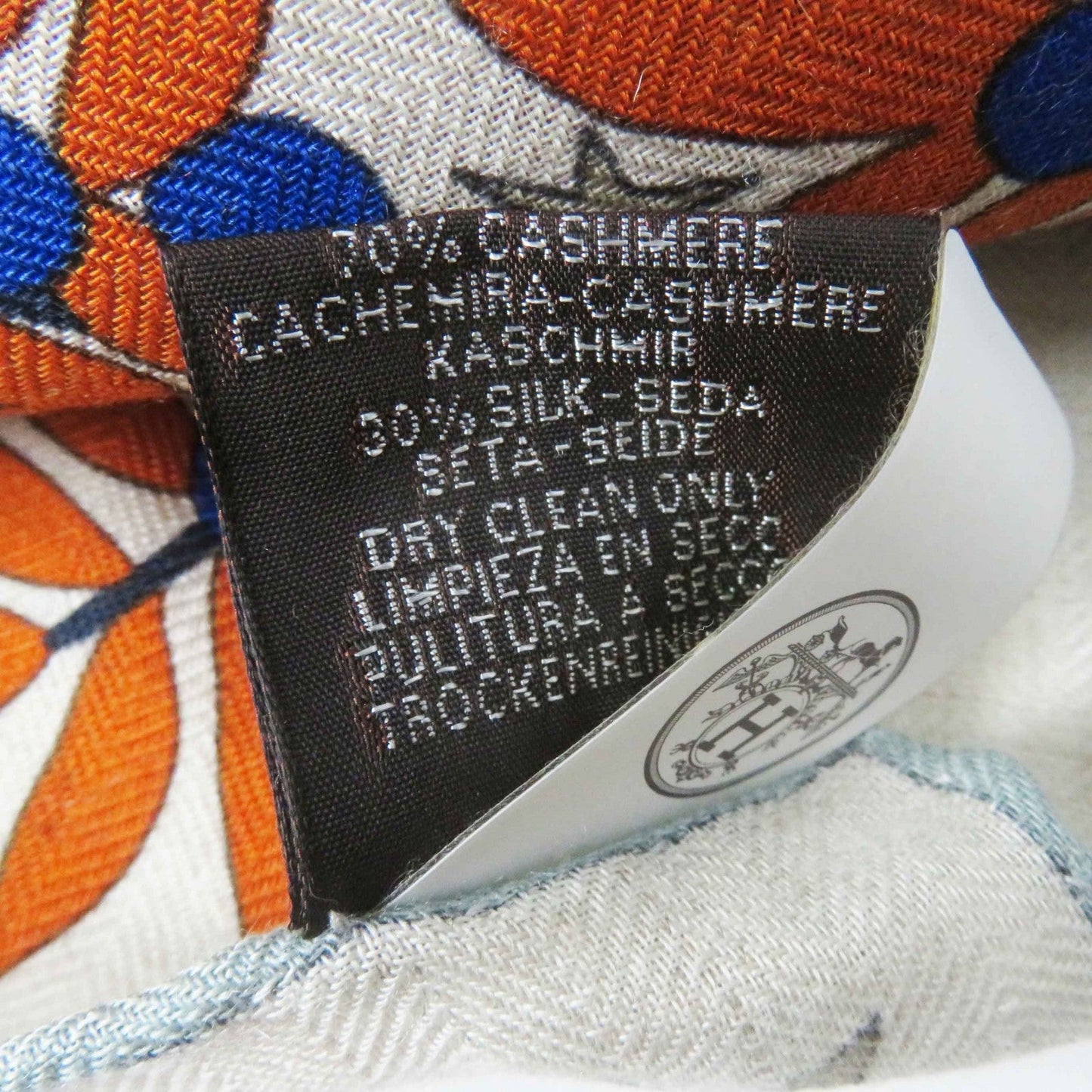 HERMES Stall Main: 70% cashmere, Main: 30% silk Terracotta White Carre140 Caregean Under the Charm of Orpheus Women Used