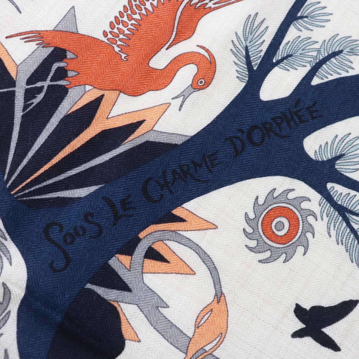 HERMES Stall Main: 70% cashmere, Main: 30% silk Terracotta White Carre140 Caregean Under the Charm of Orpheus Women Used