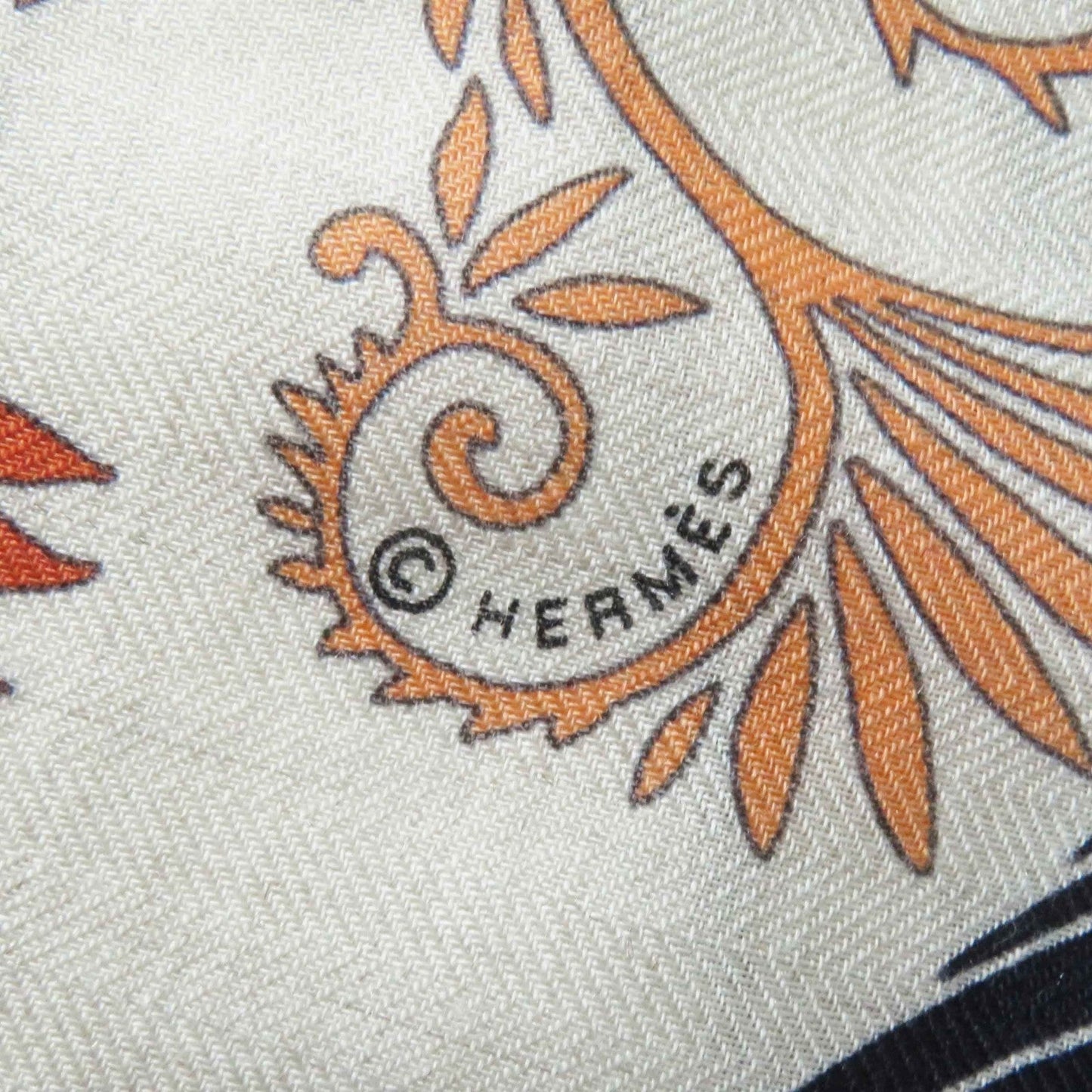 HERMES Stall Main: 70% cashmere, Main: 30% silk Terracotta White Carre140 Caregean Under the Charm of Orpheus Women Used