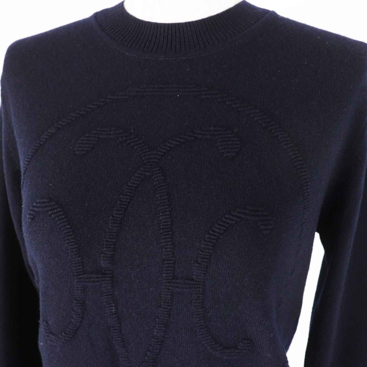 HERMES knit 4E2604D1 Main: 100% cashmere Dark navy Women 36 Used