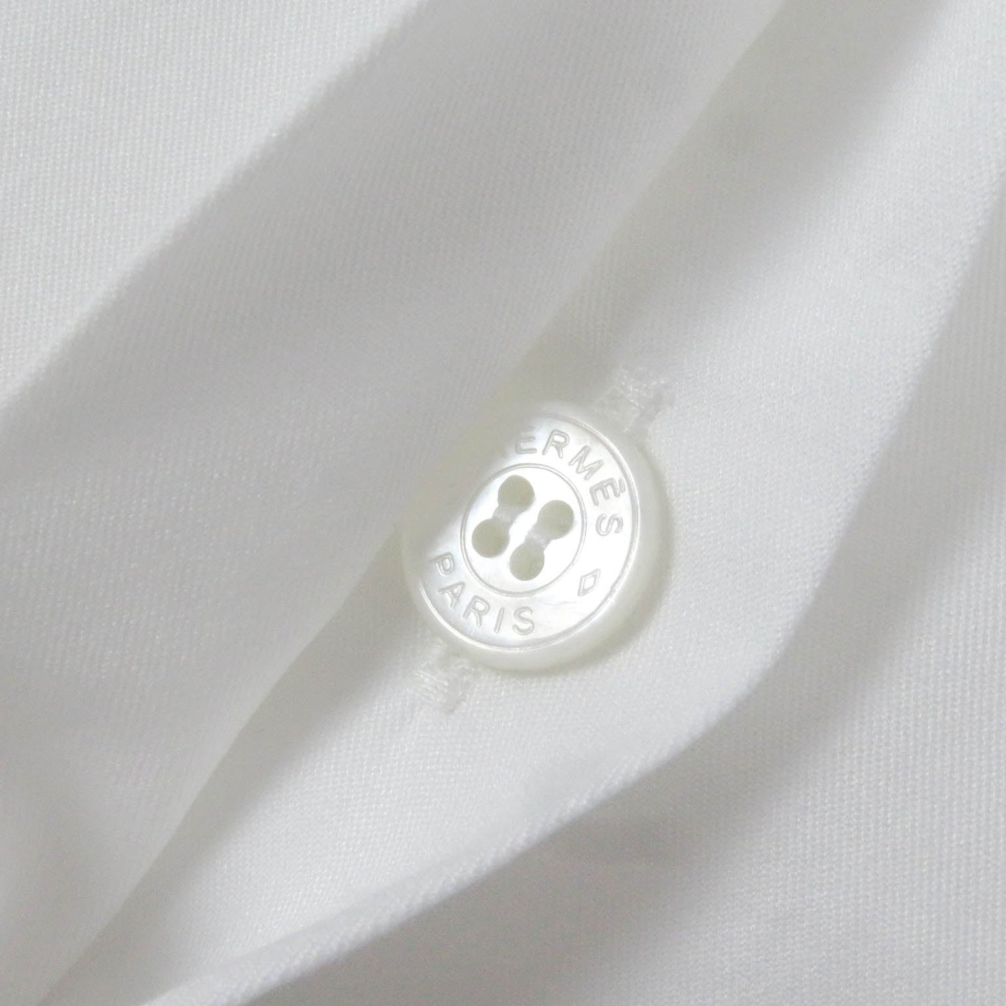 HERMES Long sleeve shirt Main: 100% cotton, Part: 100% polyester white mens 36 Used