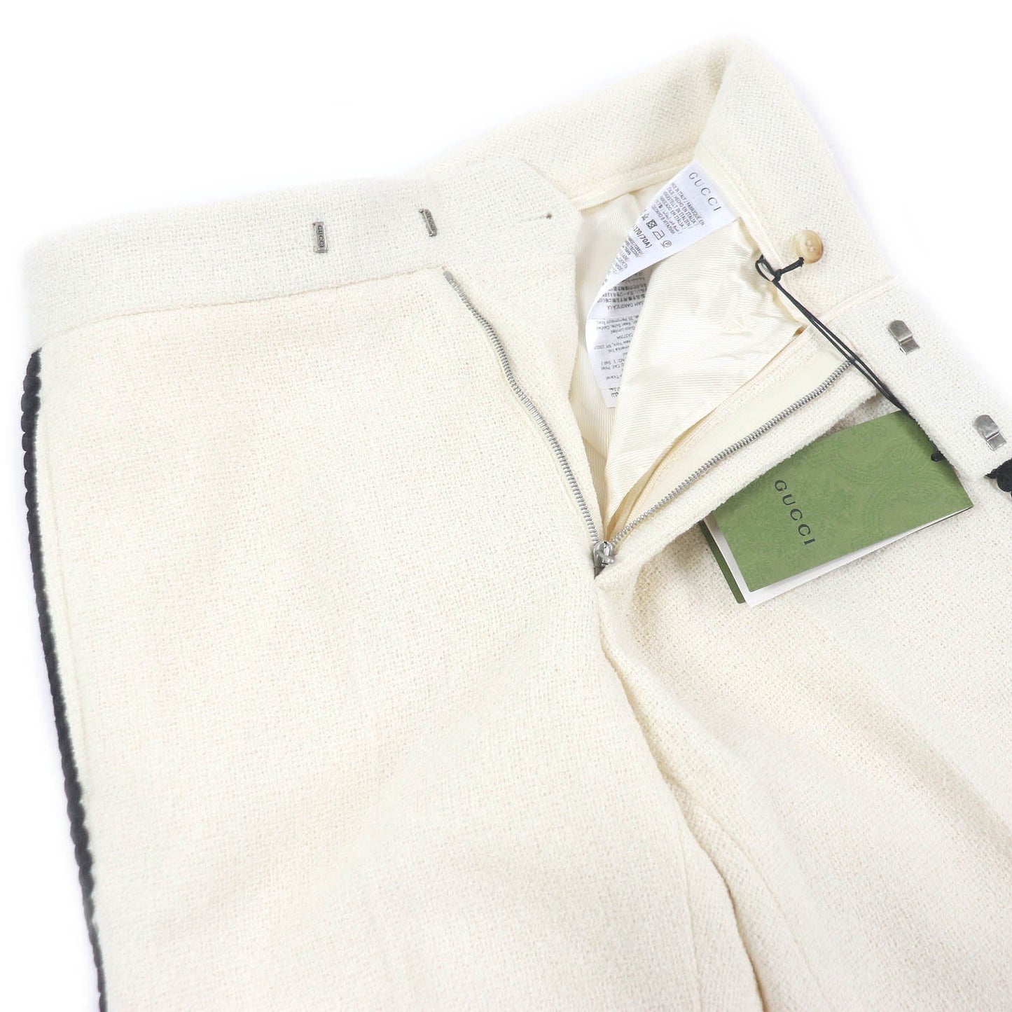 GUCCI Pants 736941 Outer: 86% wool, Outer: 4% nylon, Lining: 100% rayon, Part: 100% polyester, Part: 97% acetate white mens 44 Used