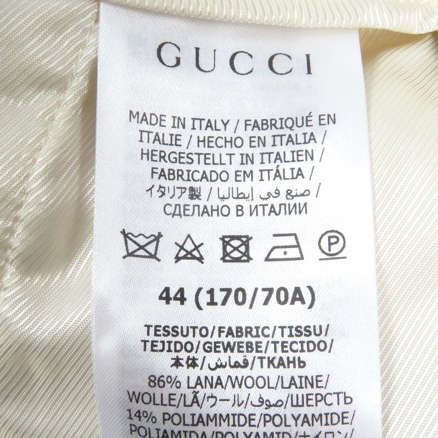 GUCCI Pants 736941 Outer: 86% wool, Outer: 4% nylon, Lining: 100% rayon, Part: 100% polyester, Part: 97% acetate white mens 44 Used