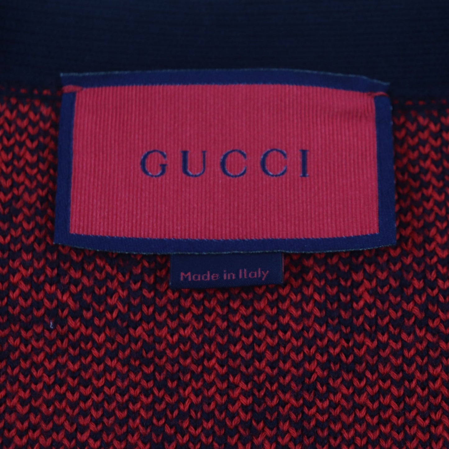 GUCCI cardigan 661156 Main: 54% wool, Main: 46% cotton, Part: 52% wool, Part: 45% cotton, Part: 2% nylon Red black mens M Used